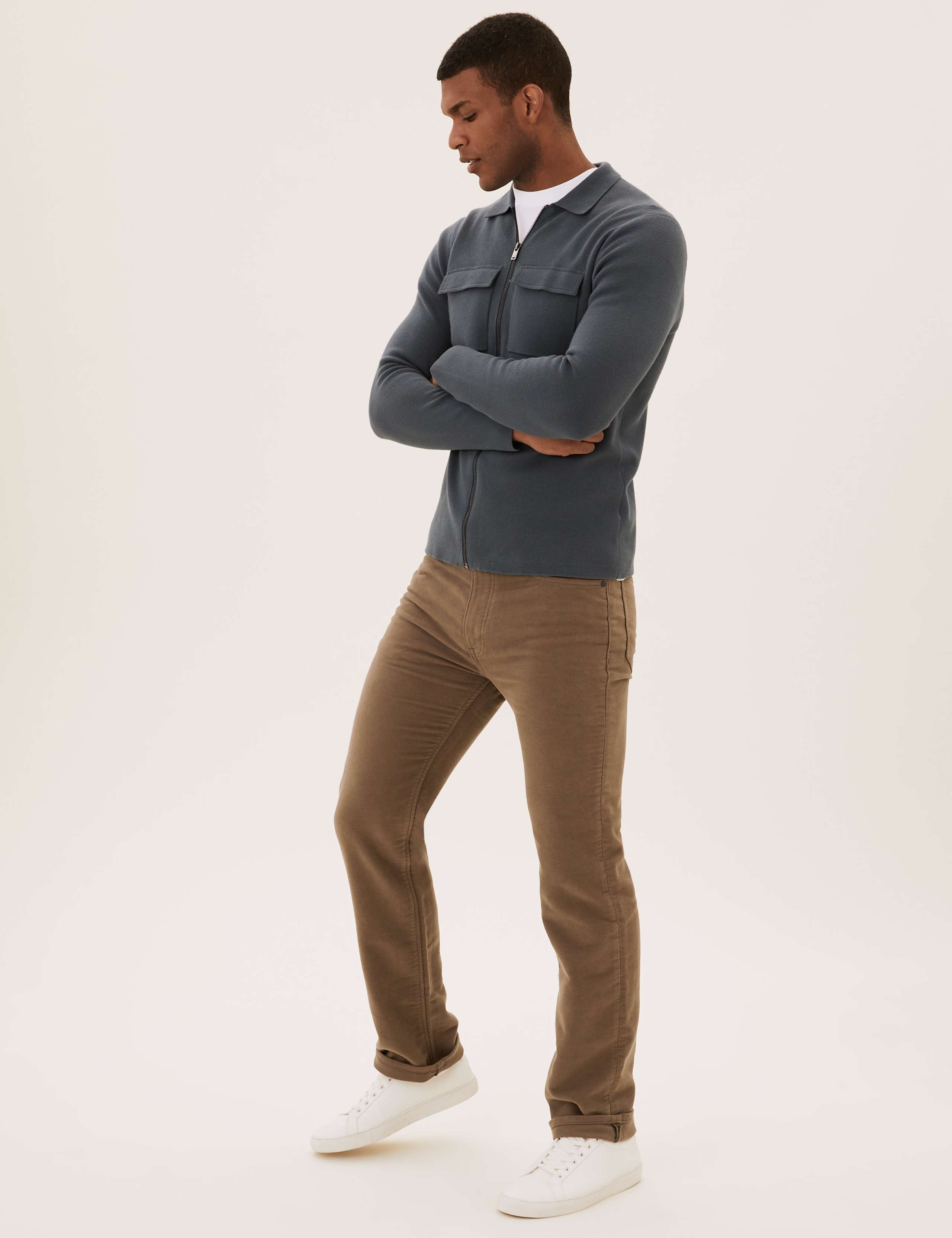 Pure Cotton Regular Fit Italian Moleskin Trousers 6 of 6