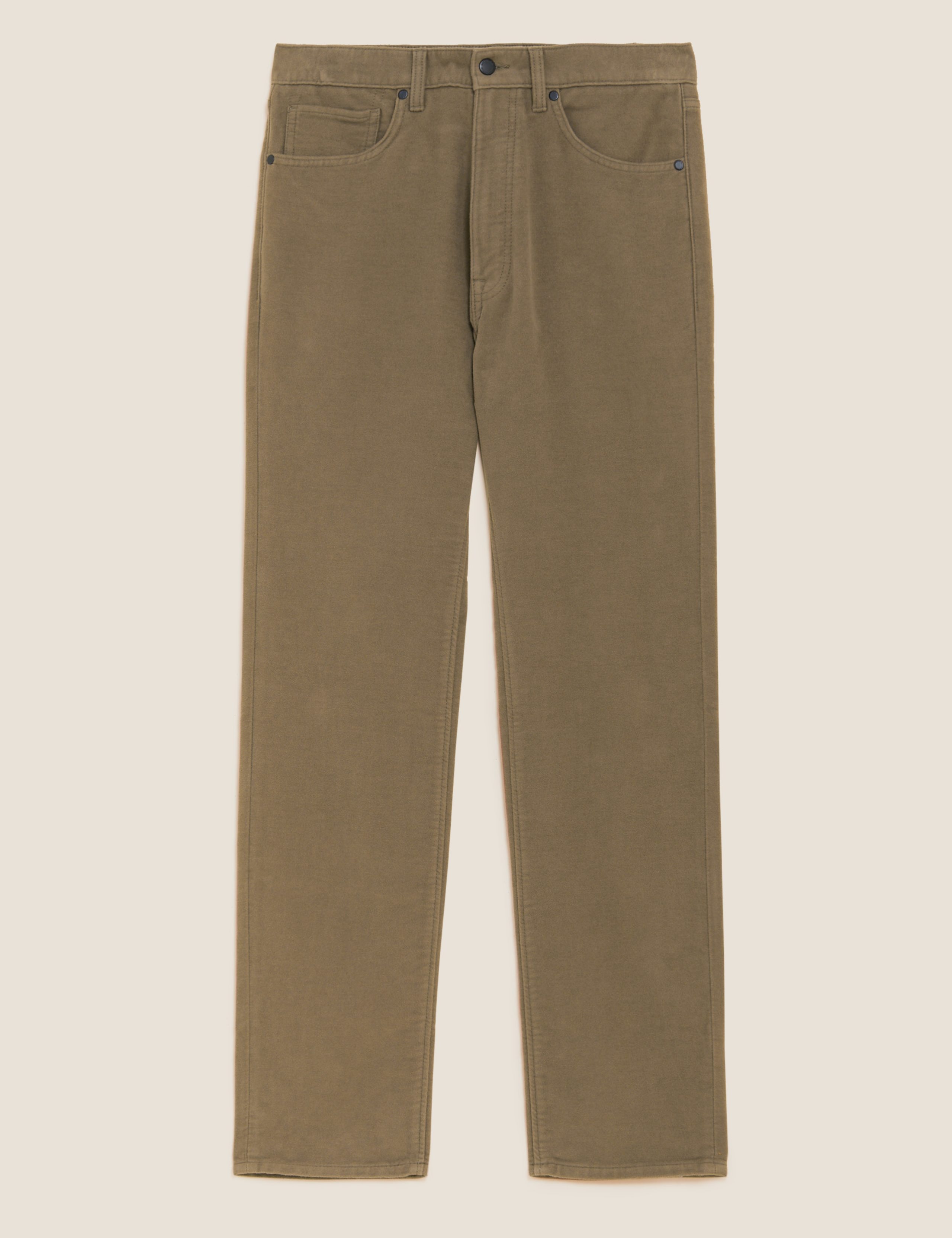 Pure Cotton Regular Fit Italian Moleskin Trousers 2 of 6