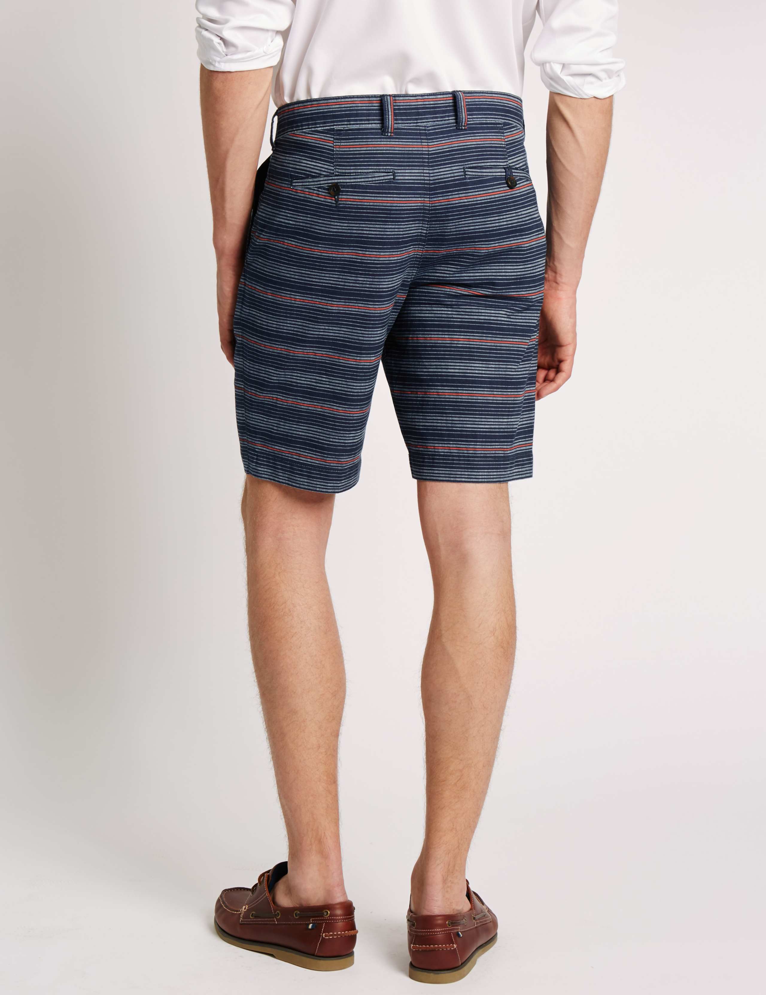 Pure Cotton Striped Chambray Shorts with Belt 3 of 3