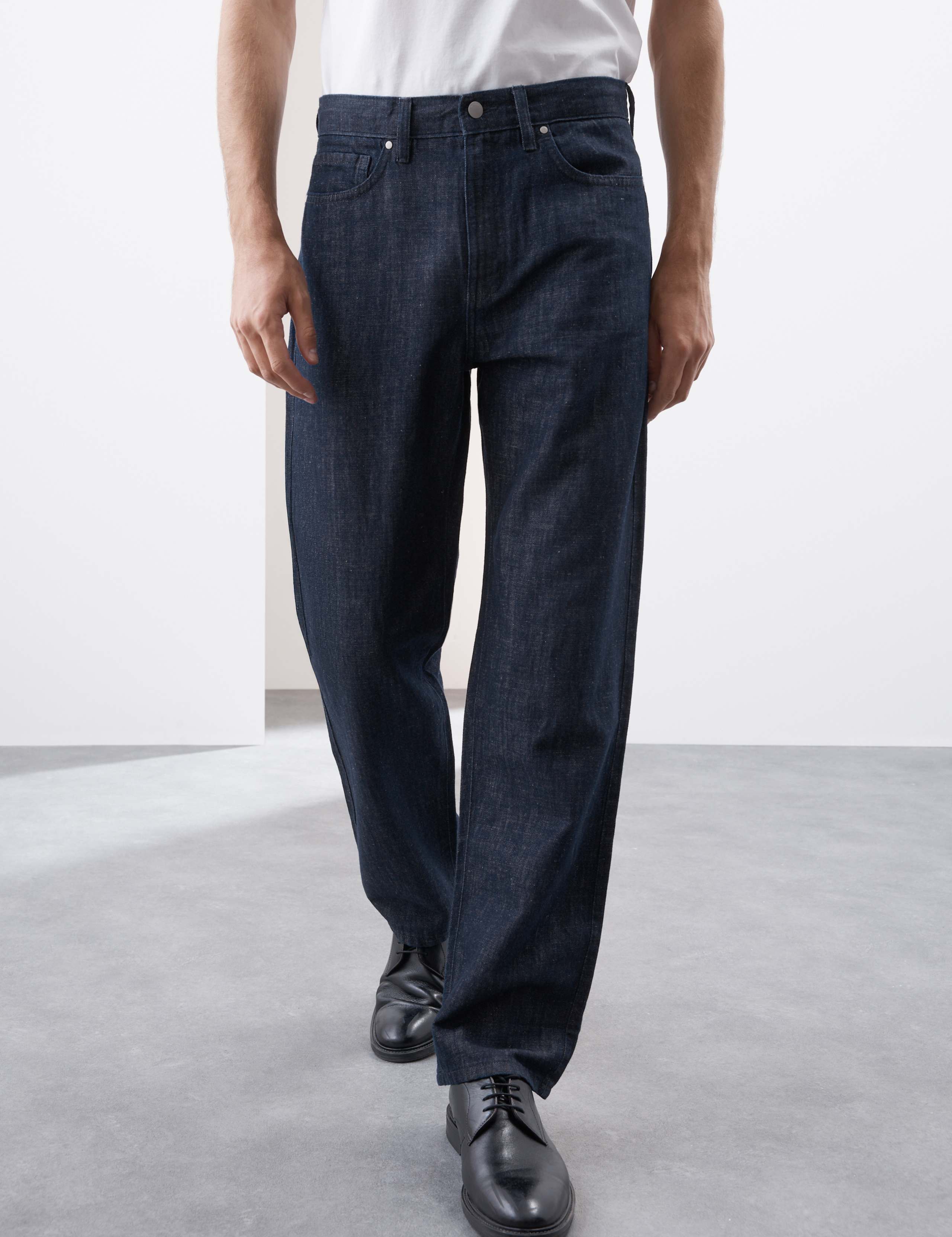 Loose Fit Lightweight Linen Blend Jeans 1 of 5