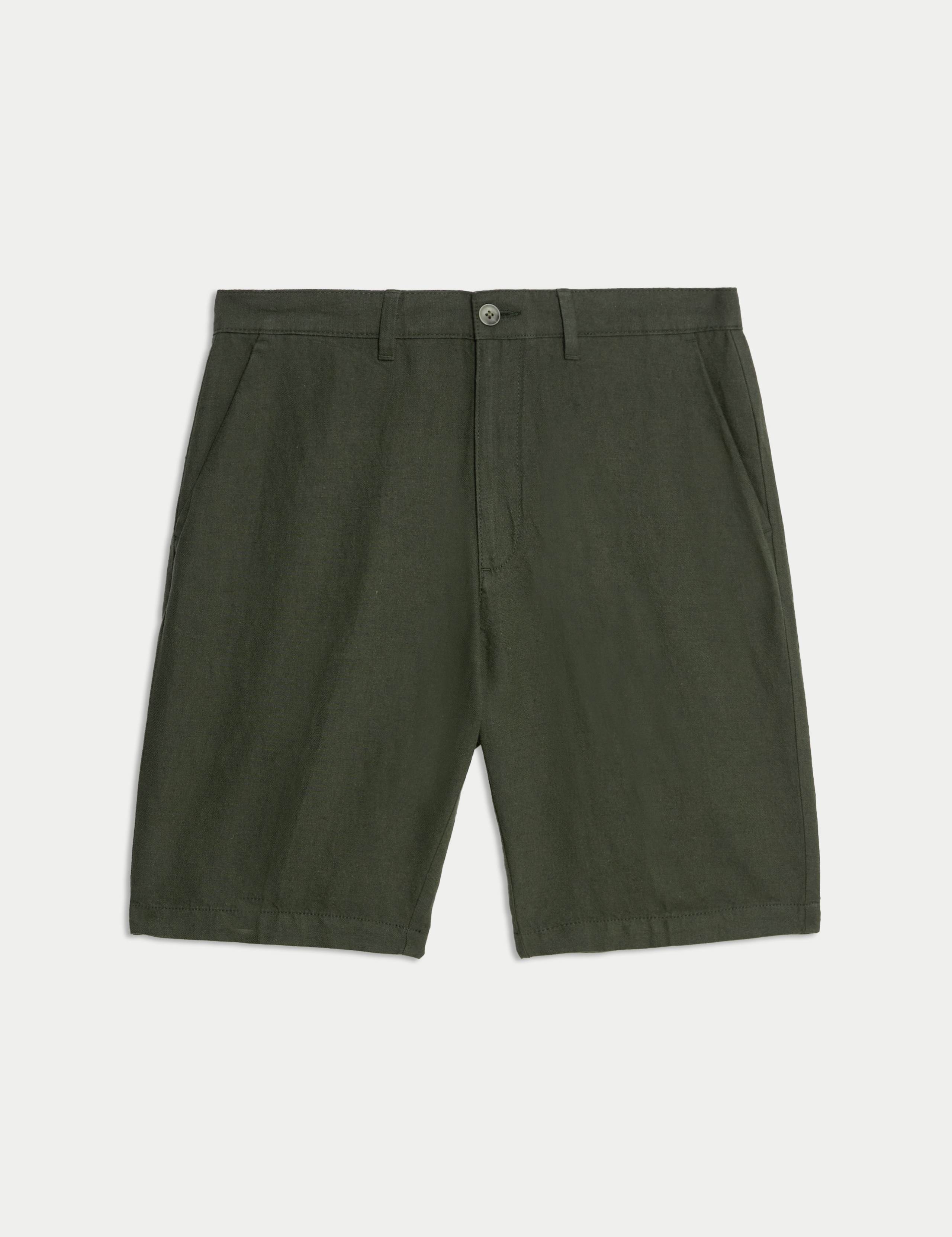 Regular Fit Cotton Linen Blend Chino Shorts 2 of 6