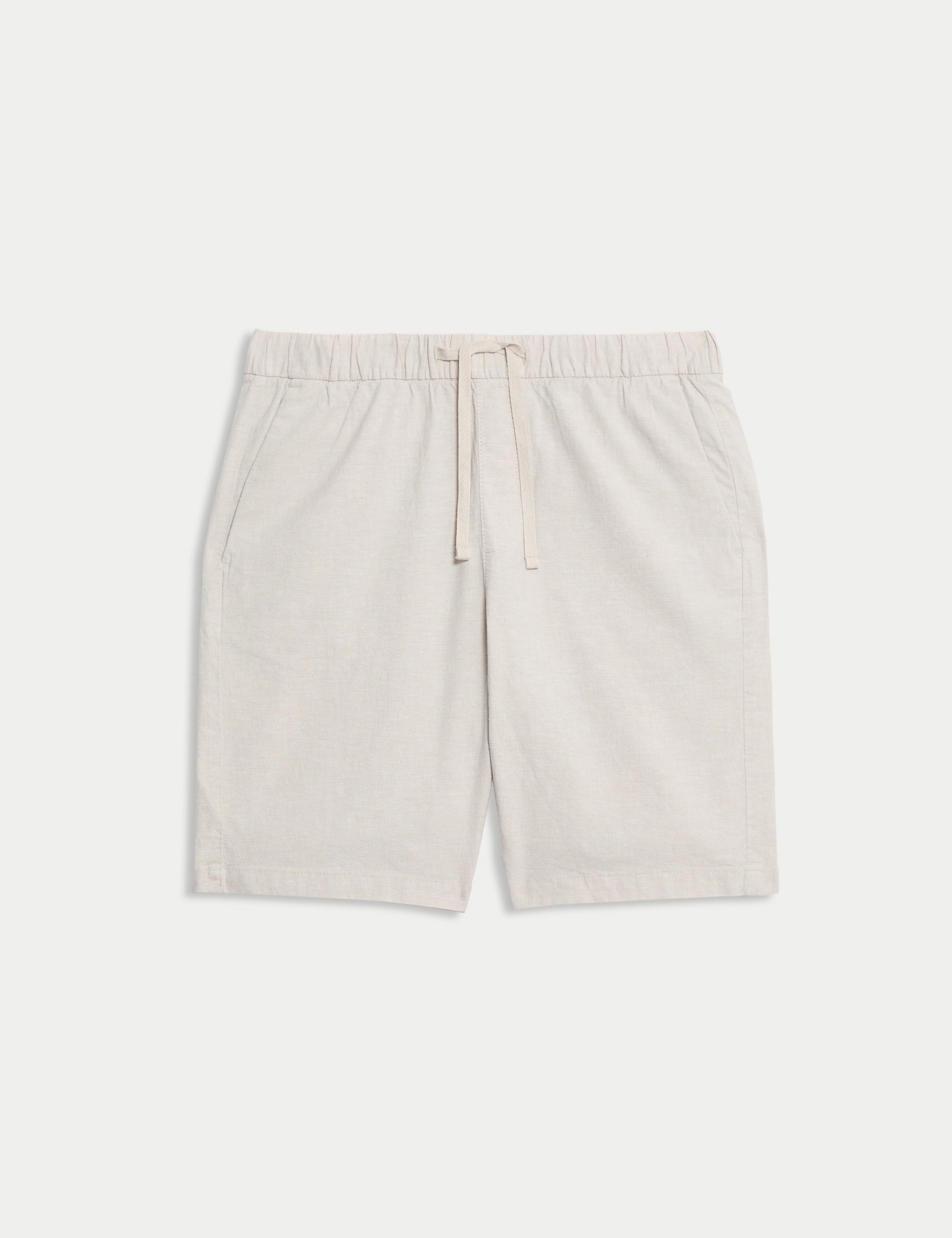 Cotton Linen Blend Elasticated Waist Shorts 2 of 6
