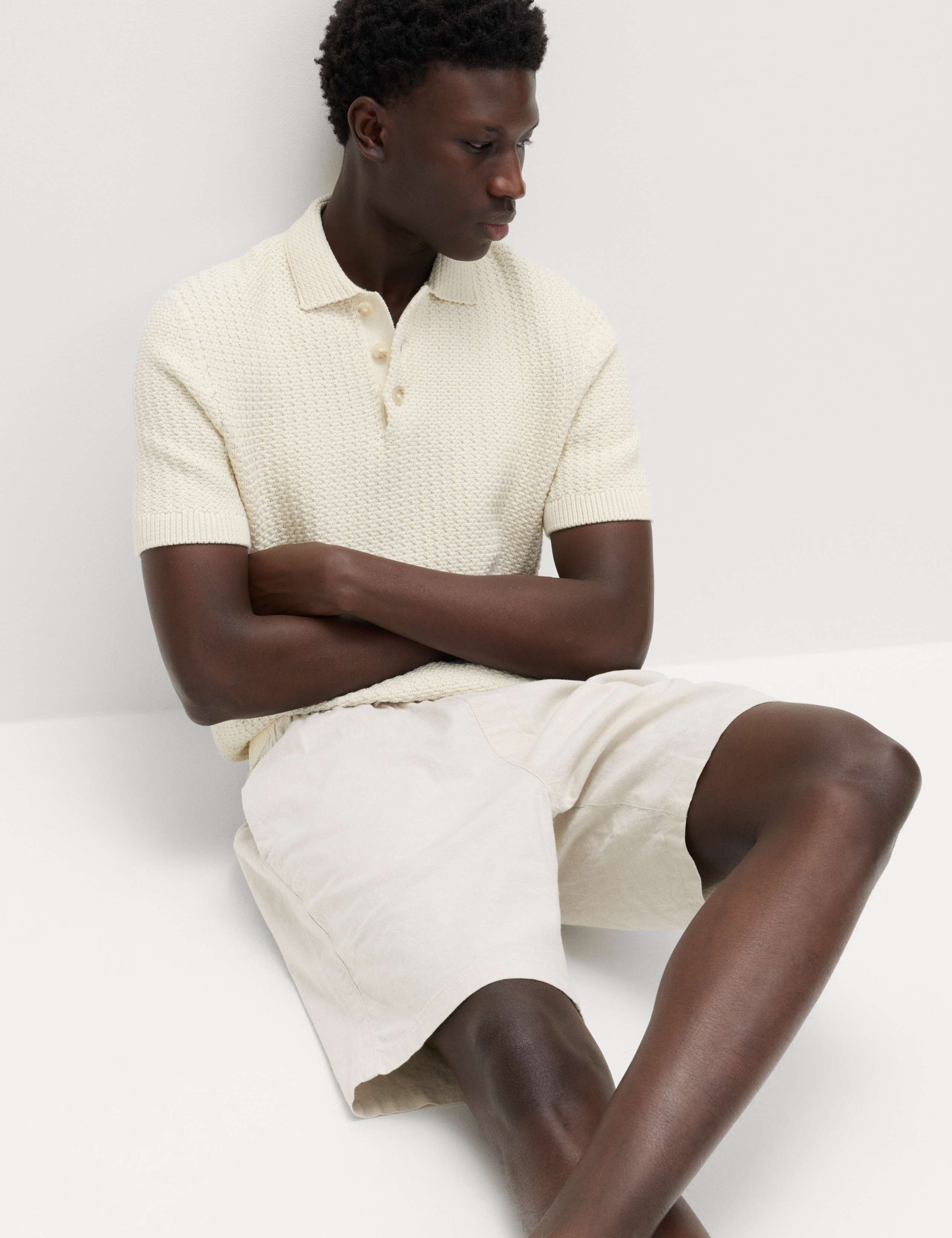 Cotton Linen Blend Stretch Shorts 5 of 5