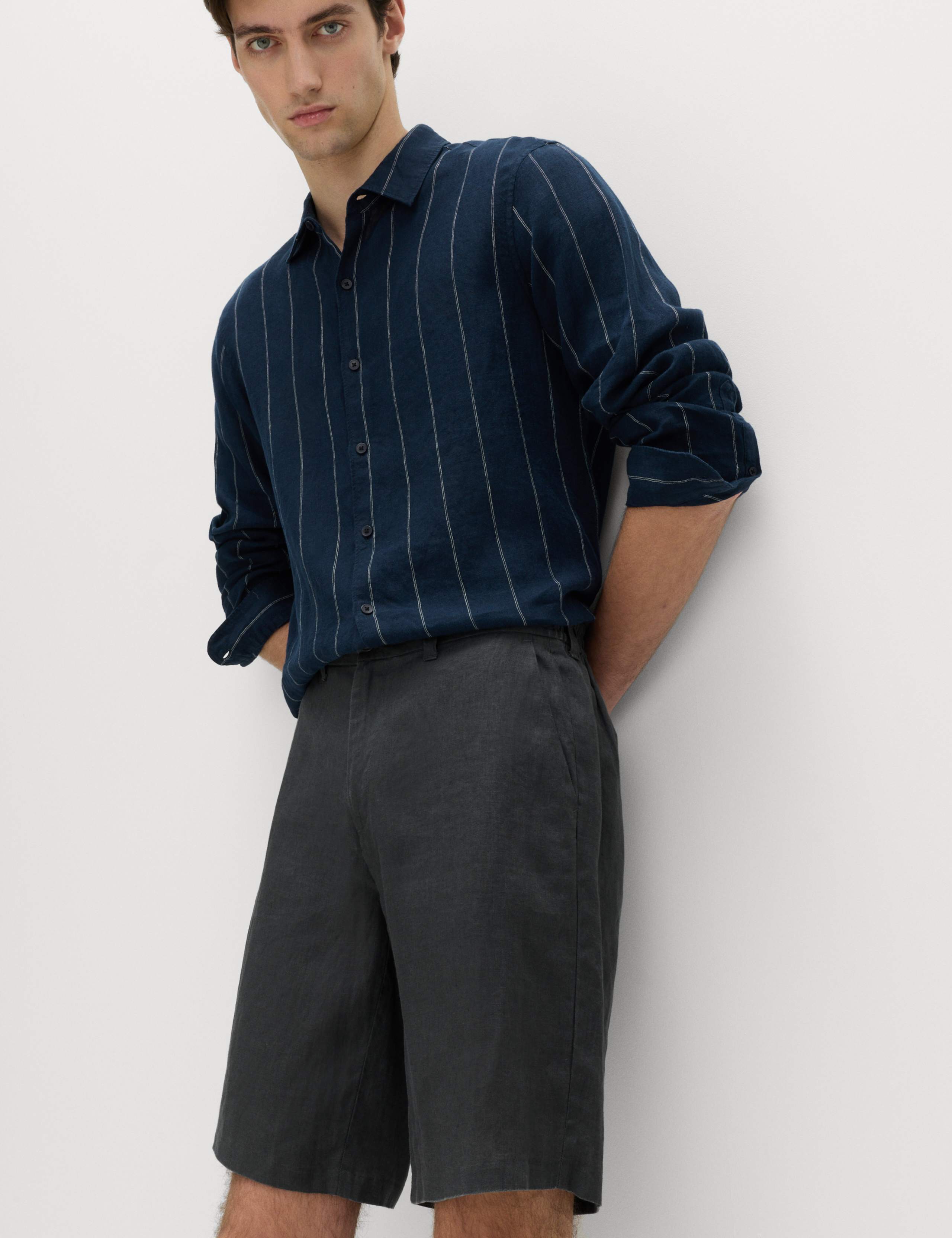 Loose Fit Pure Linen Chino Shorts 1 of 5