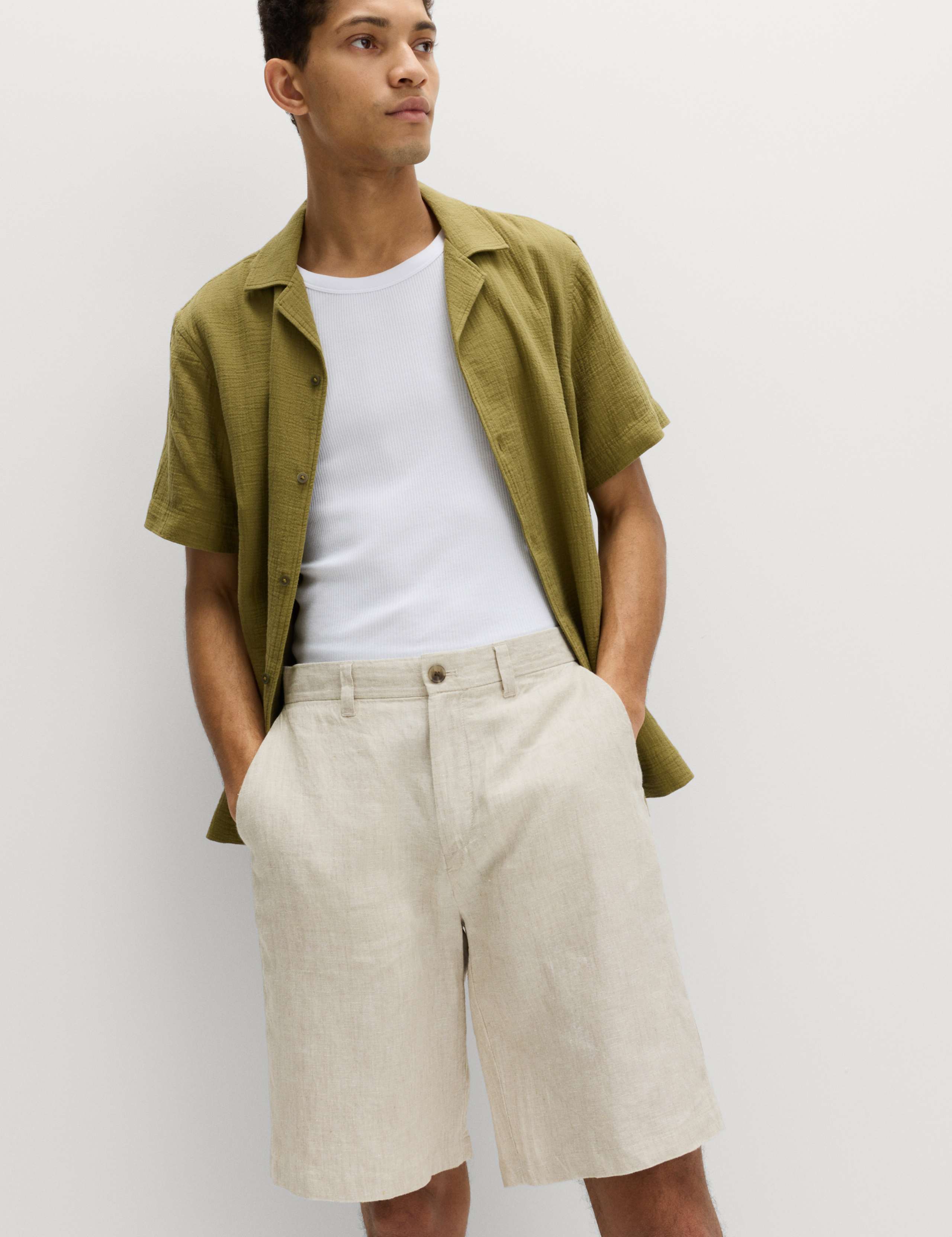 Loose Fit Pure Linen Chino Shorts 1 of 6