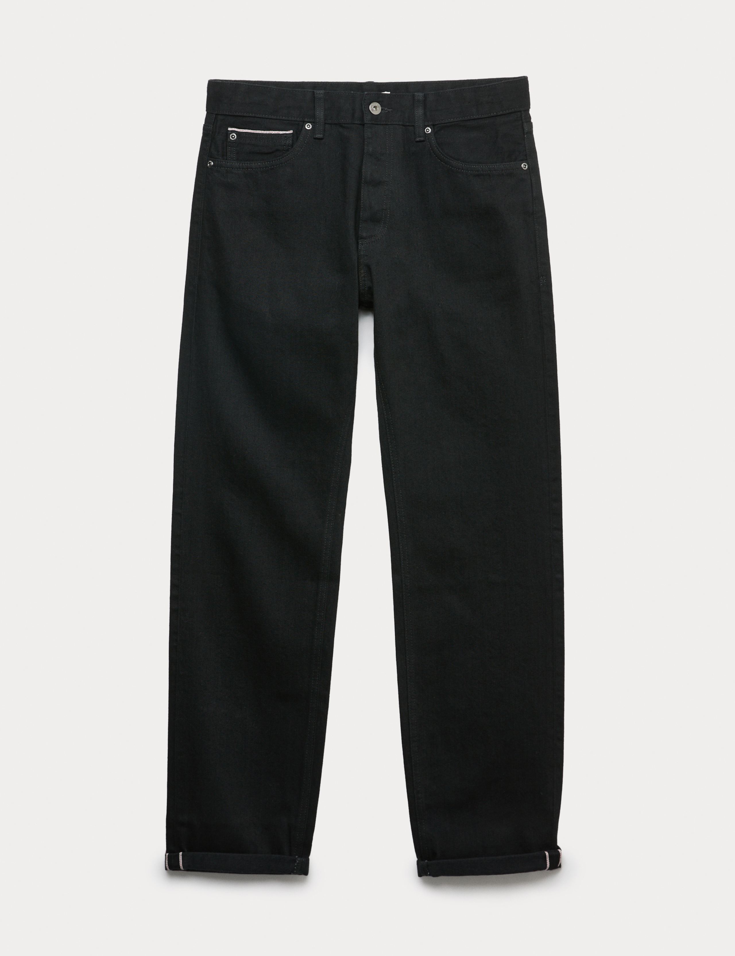 Straight Fit Pure Cotton Selvedge Jeans 2 of 6