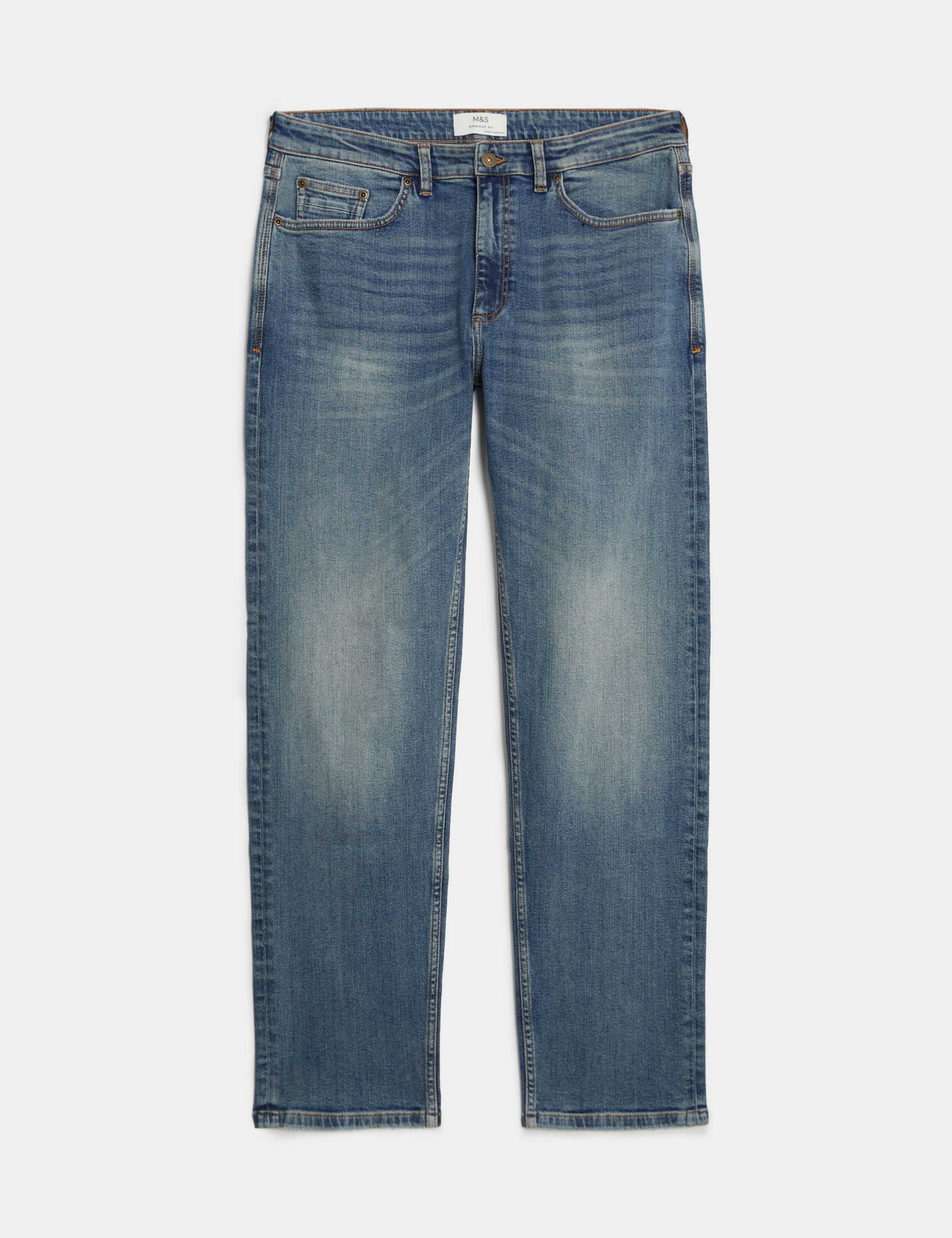 Straight Fit Vintage Wash Stretch Jeans 2 of 5