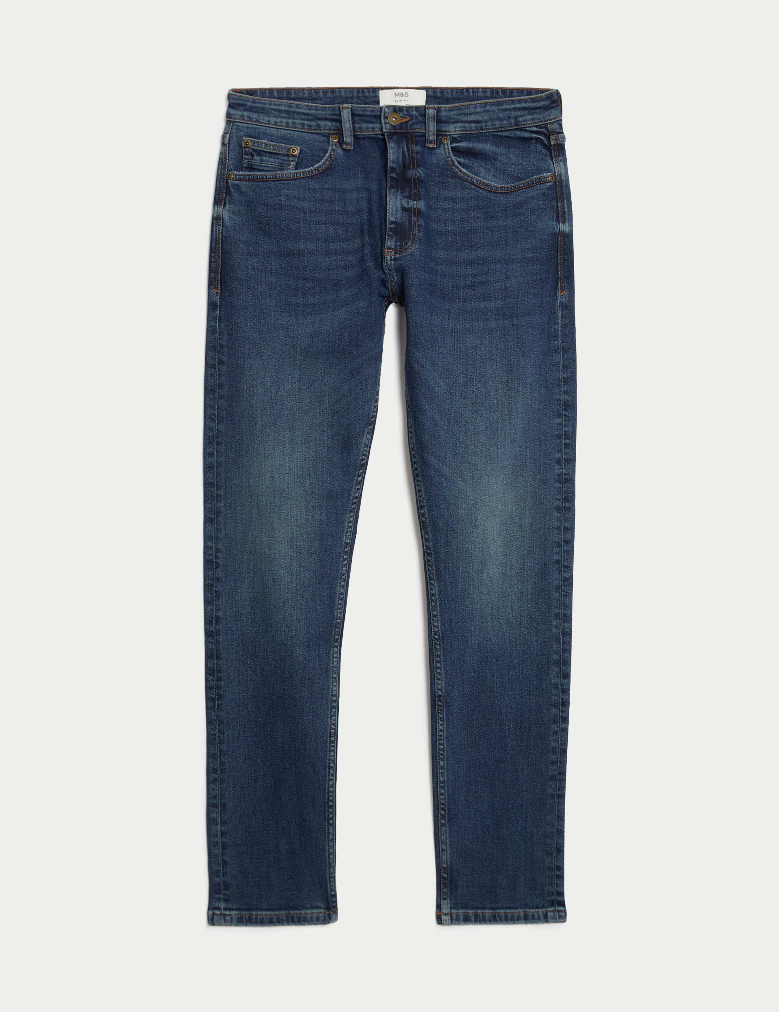 Slim Fit Vintage Wash Stretch Jeans 2 of 5