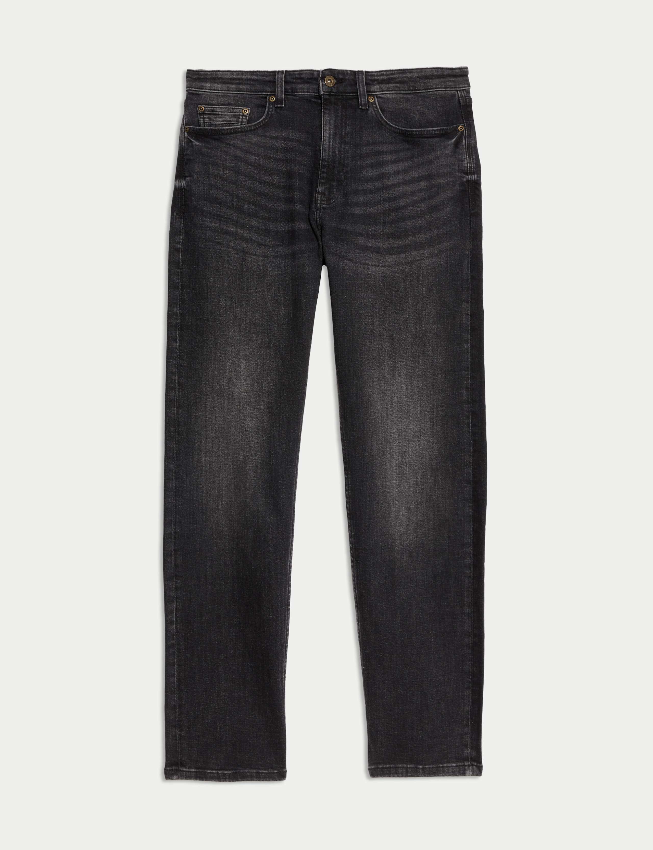 Straight Fit Vintage Wash Crosshatch Jeans 2 of 5