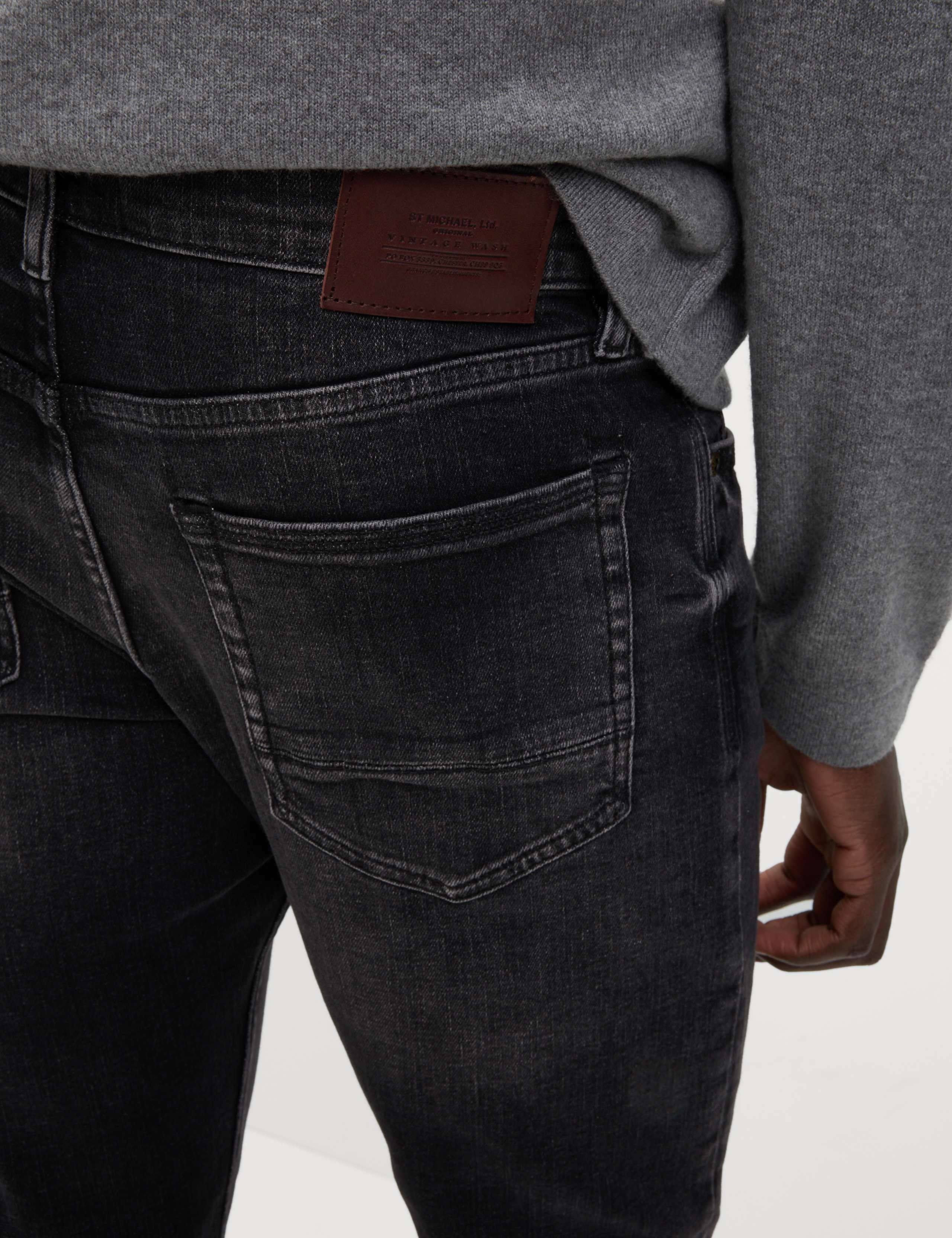 Slim Fit Vintage Wash Crosshatch Jeans 6 of 6