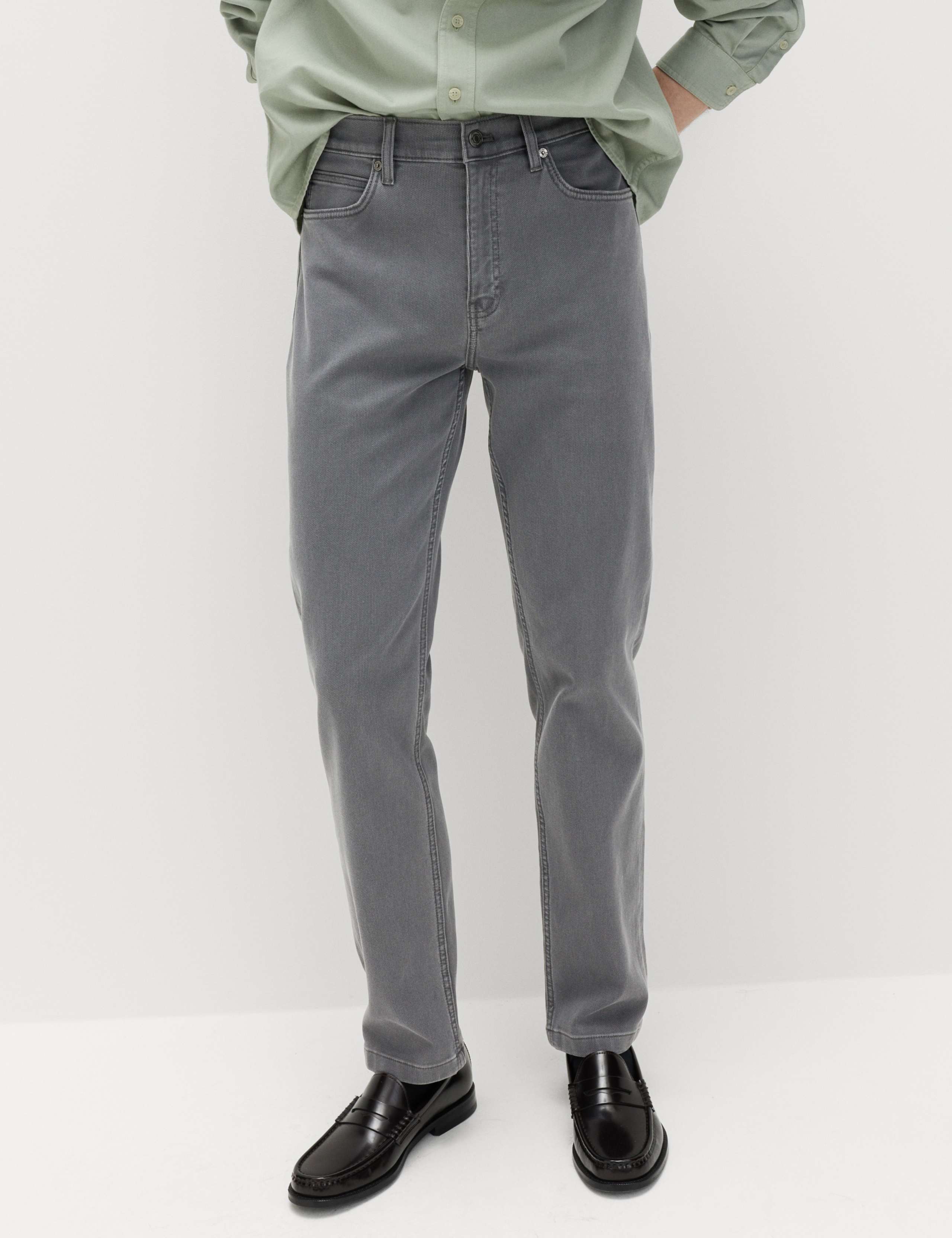 Straight Fit Textured 5 Pocket Jeans 1 of 7