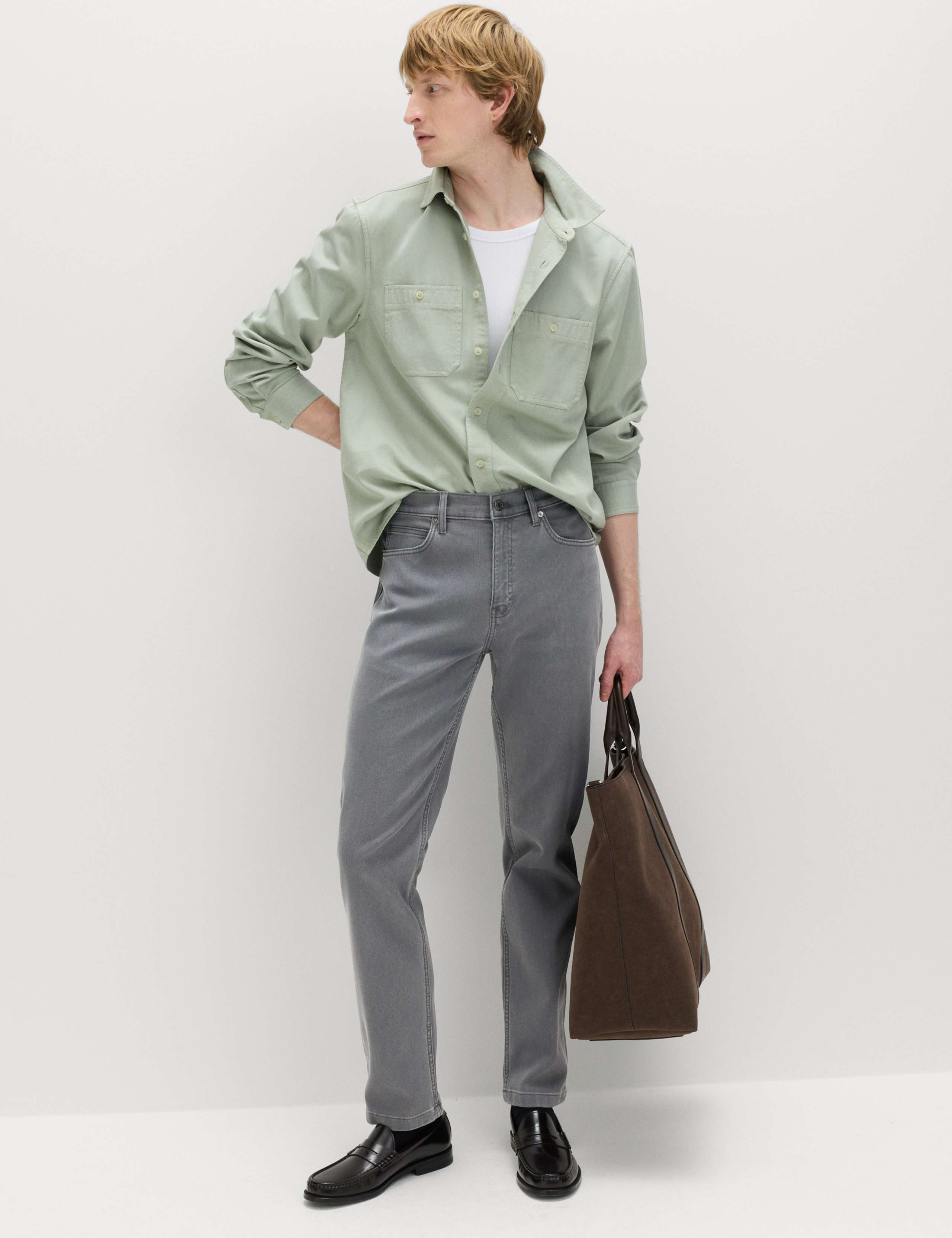 Straight Fit Textured 5 Pocket Jeans 3 of 7