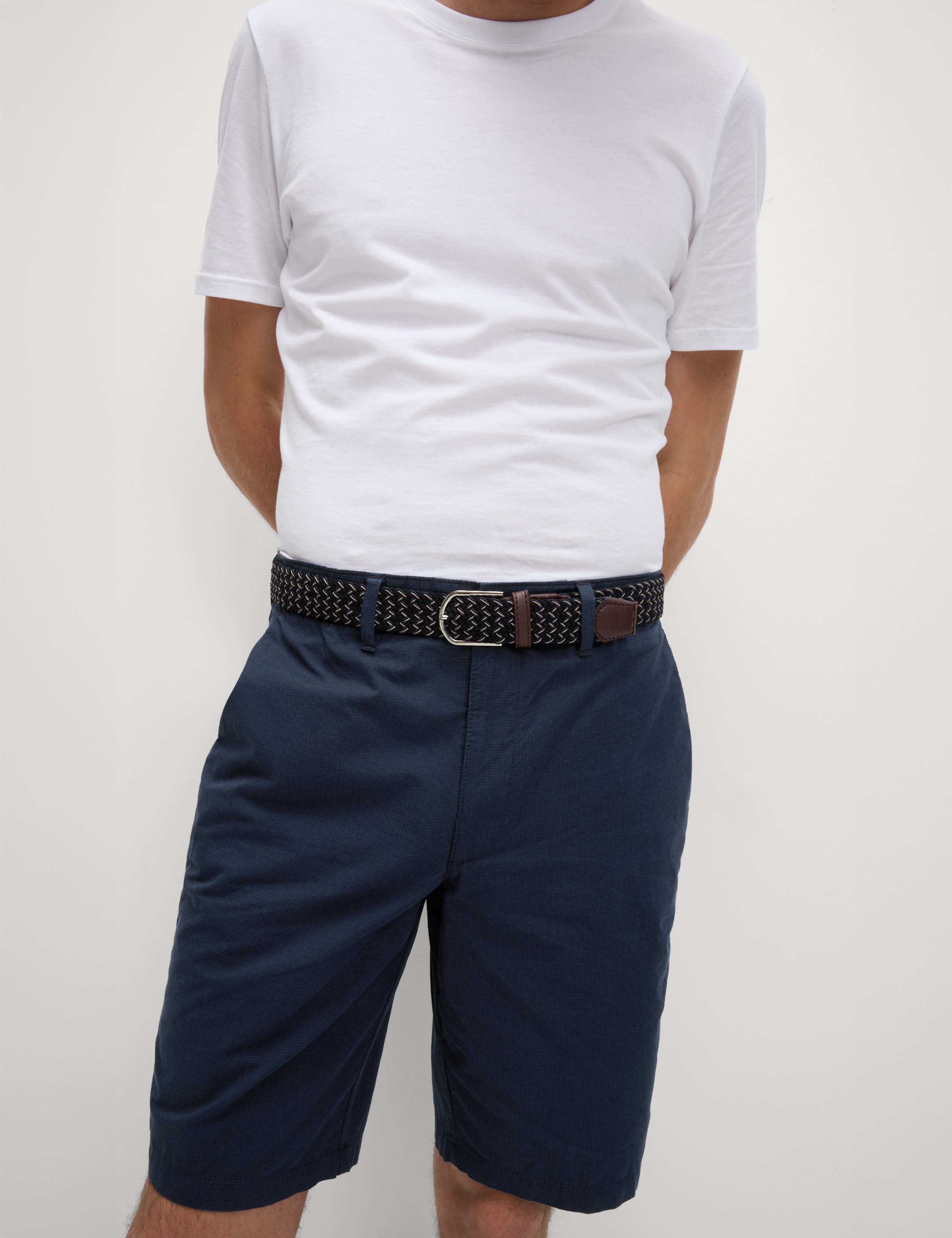 Pure Cotton Checked Belted Chino Shorts 6 of 8