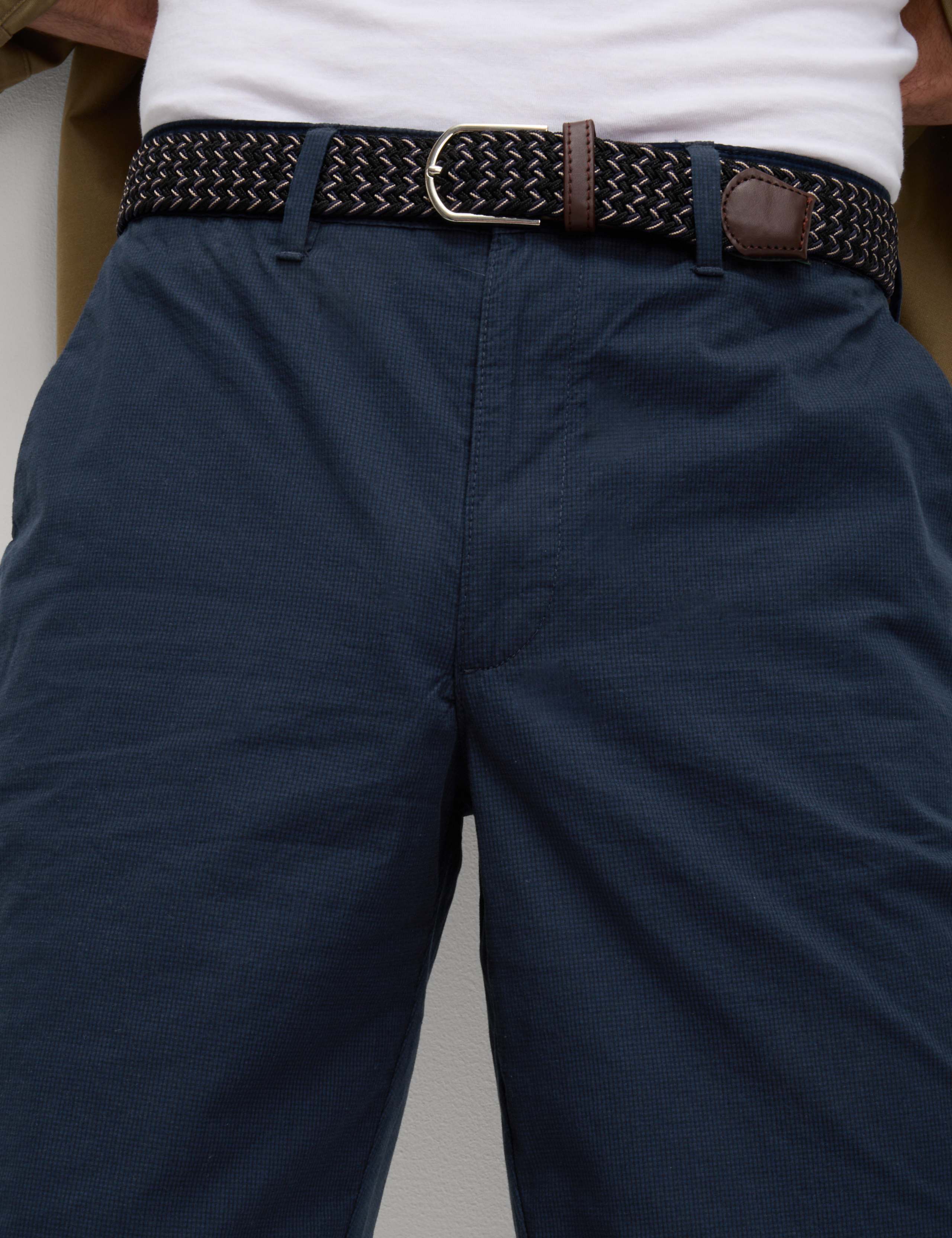 Pure Cotton Checked Belted Chino Shorts 7 of 8