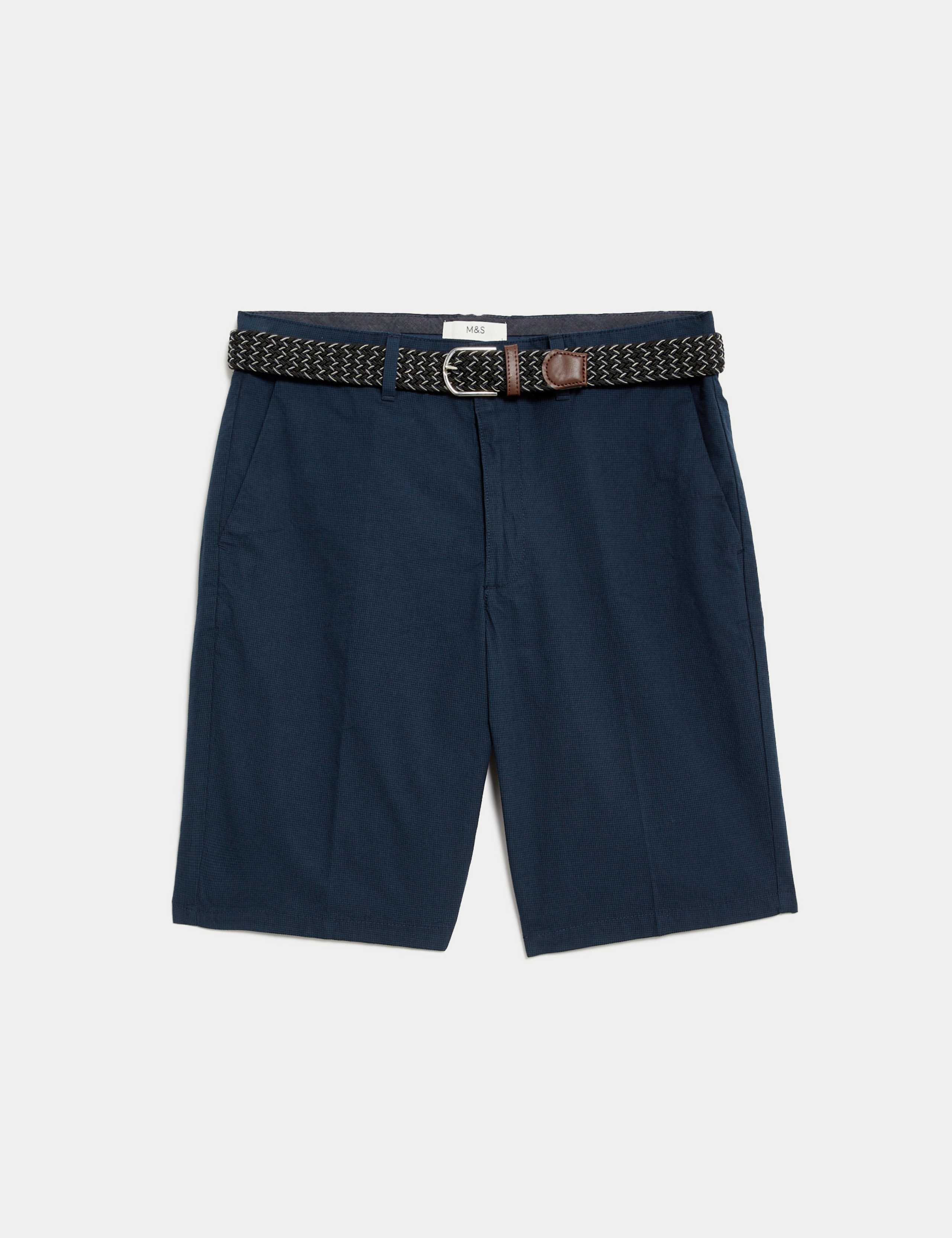 Pure Cotton Checked Belted Chino Shorts 2 of 8