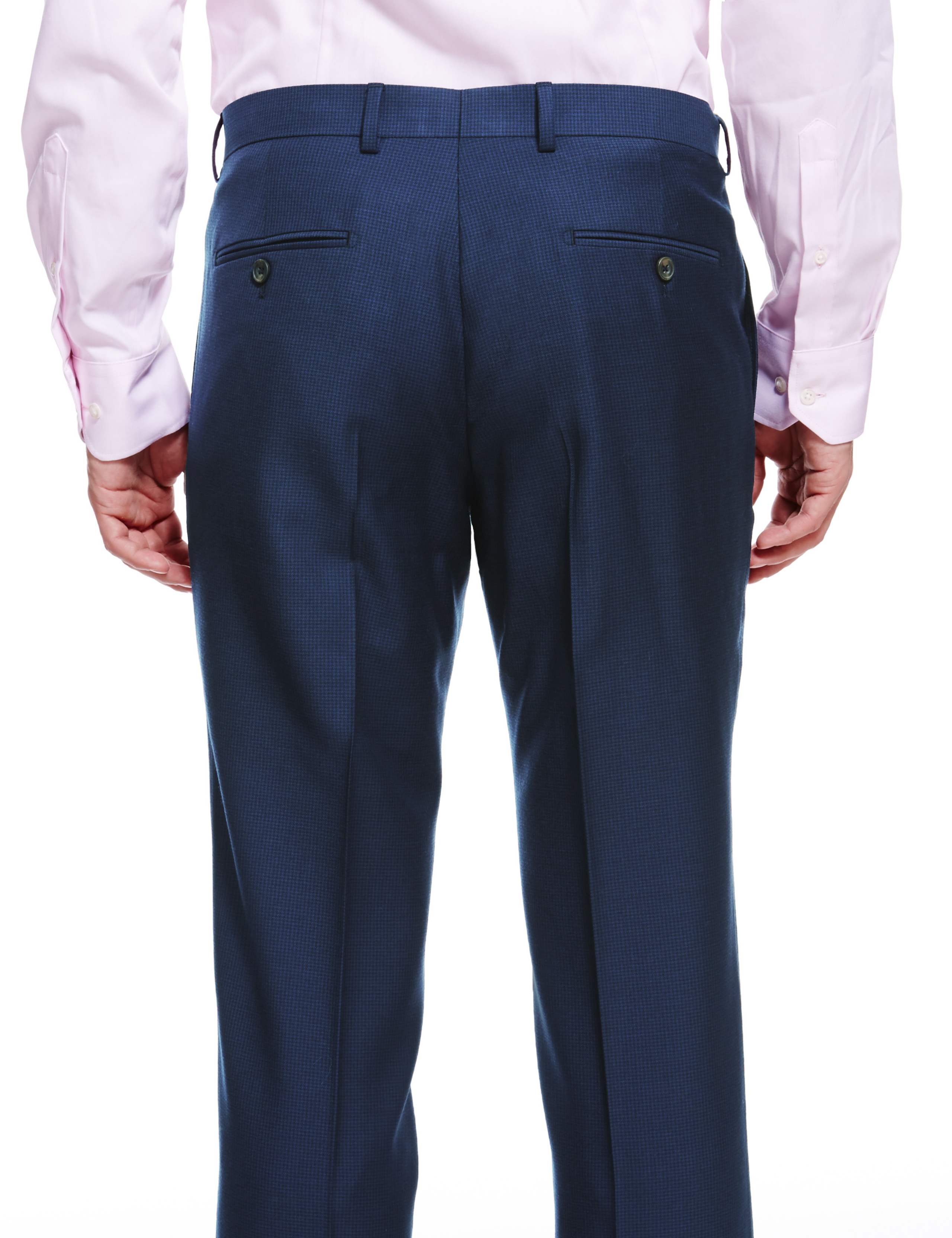 Luxury Pure British Wool Supercrease™ Flat Front Puppytooth Trousers 3 of 3