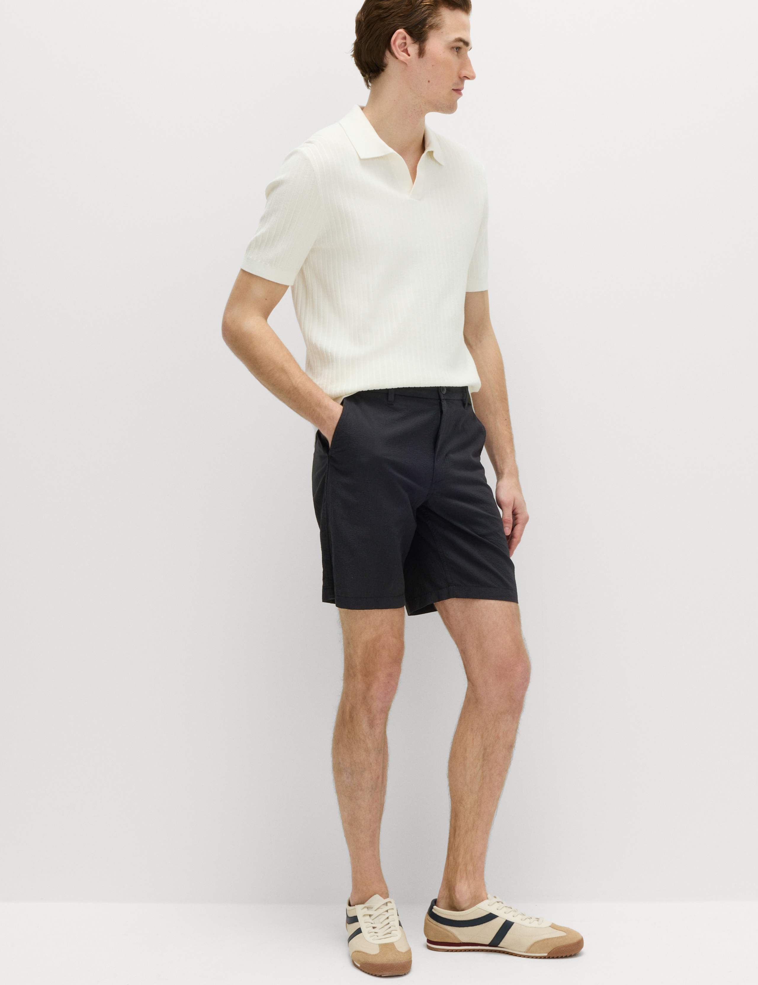 Half-Elasticated Waist Seersucker Chino Shorts 6 of 7
