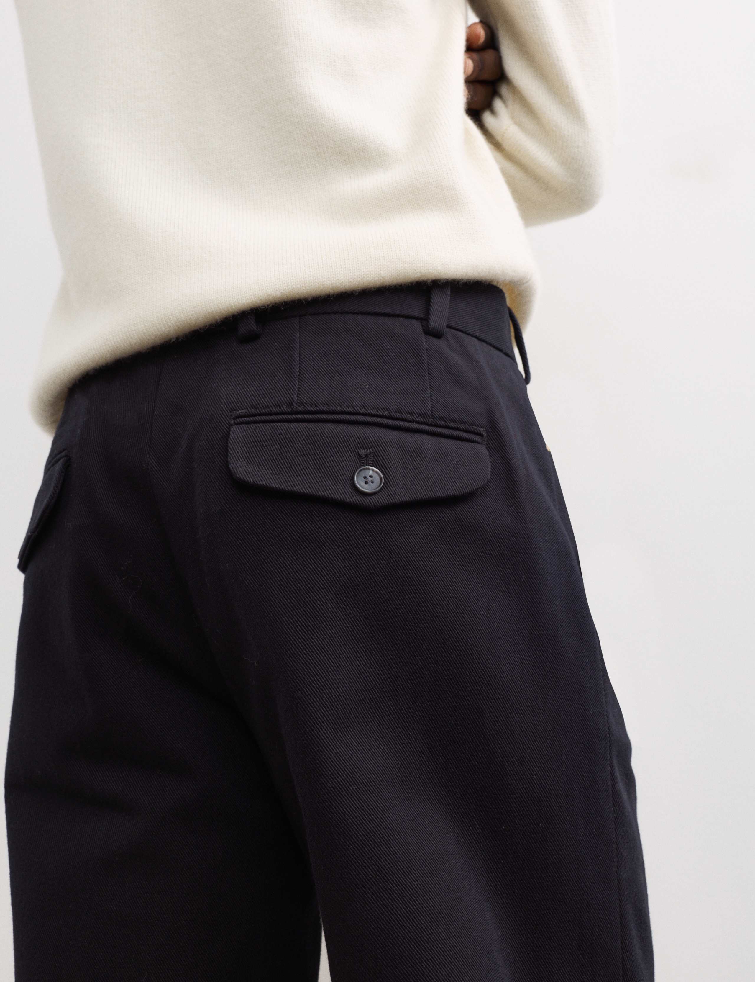 Pure Cotton Tapered Fit Pleated Twill Trousers 3 of 7