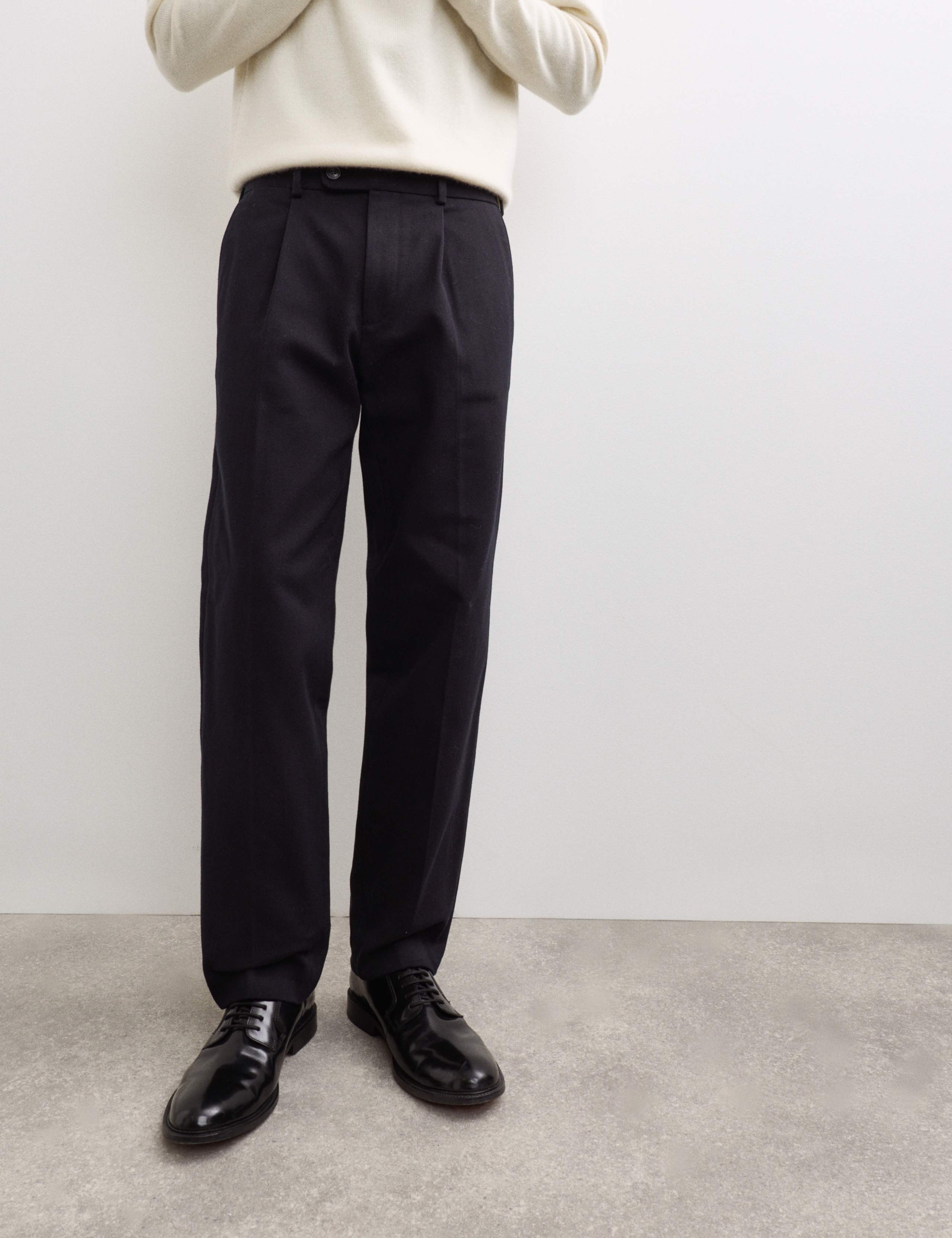 Pure Cotton Tapered Fit Pleated Twill Trousers 4 of 7
