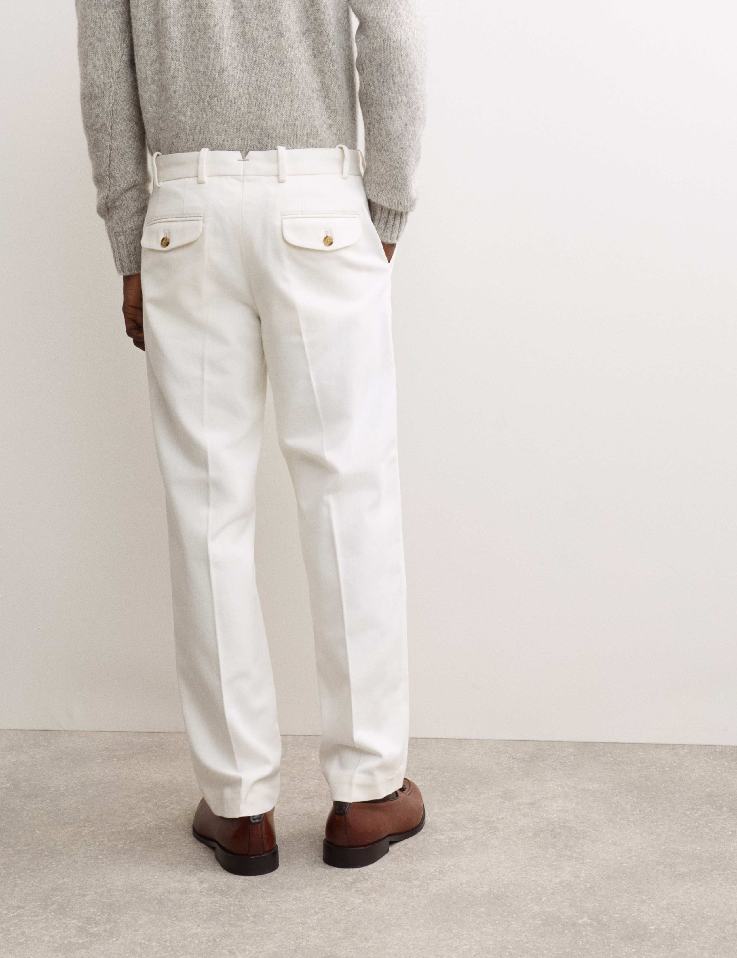 Pure Cotton Tapered Fit Pleated Twill Trousers 7 of 8