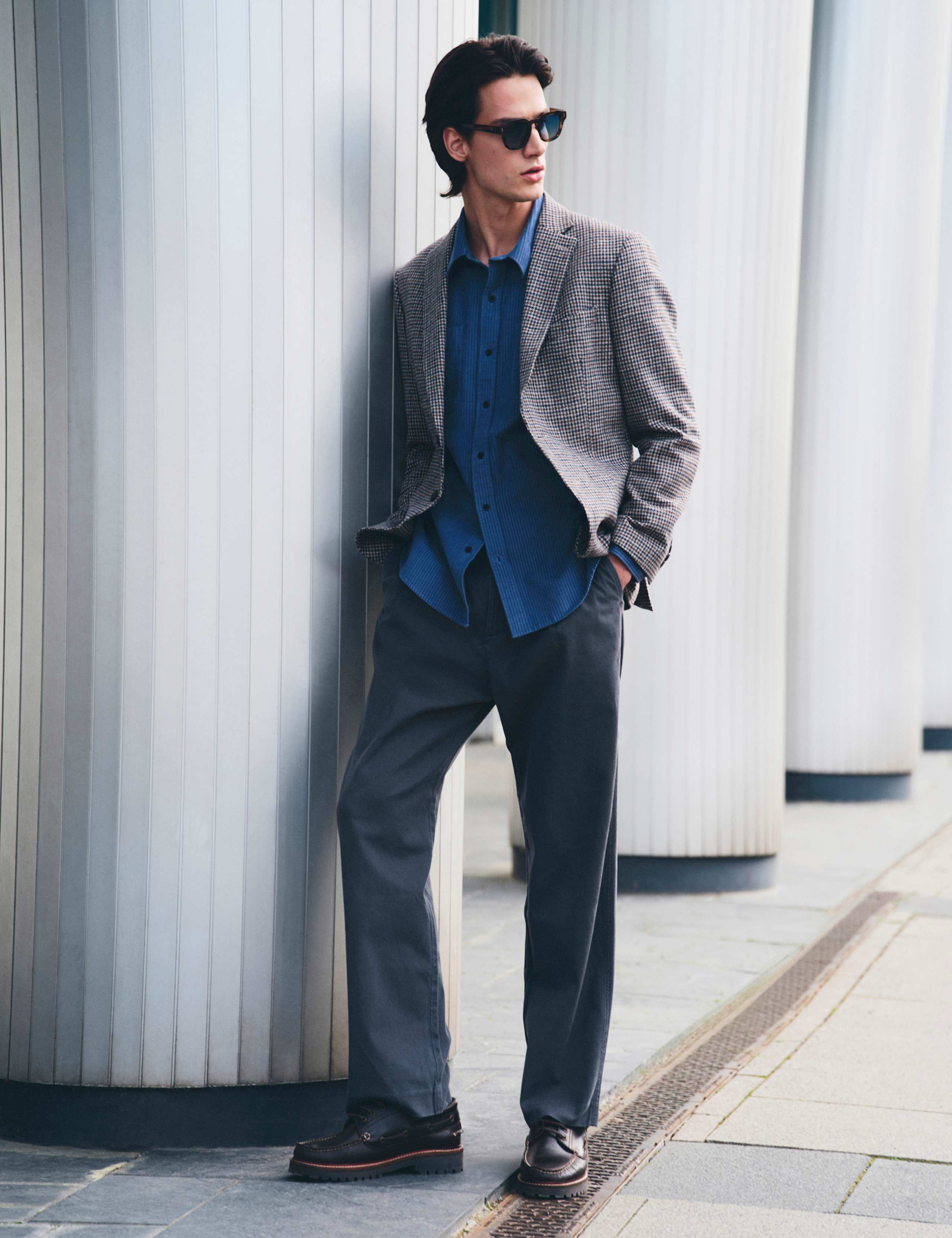 Cotton Rich Relaxed Pleat Front Trousers 1 of 7
