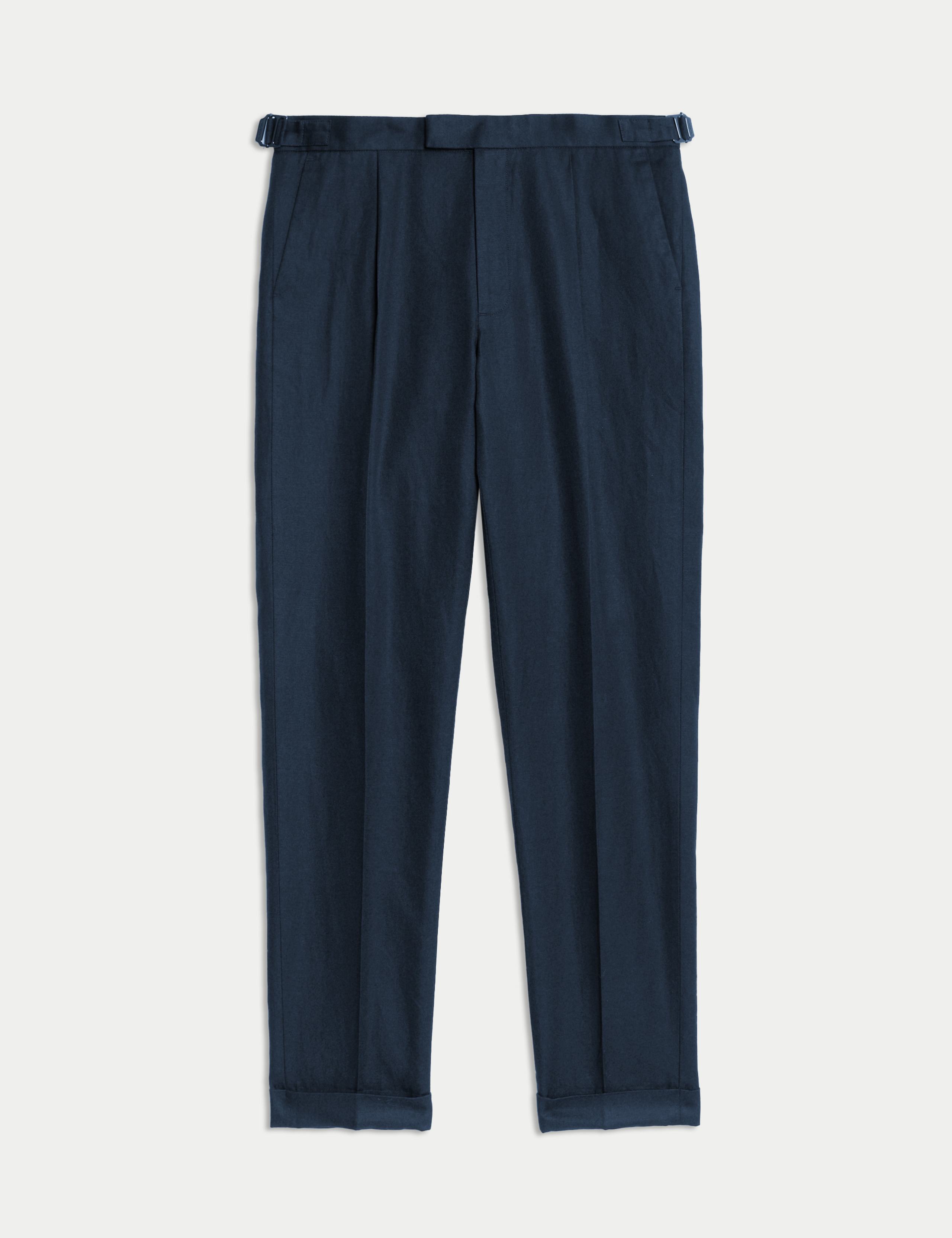 Linen Blend Single Pleat Smart Trousers 2 of 5