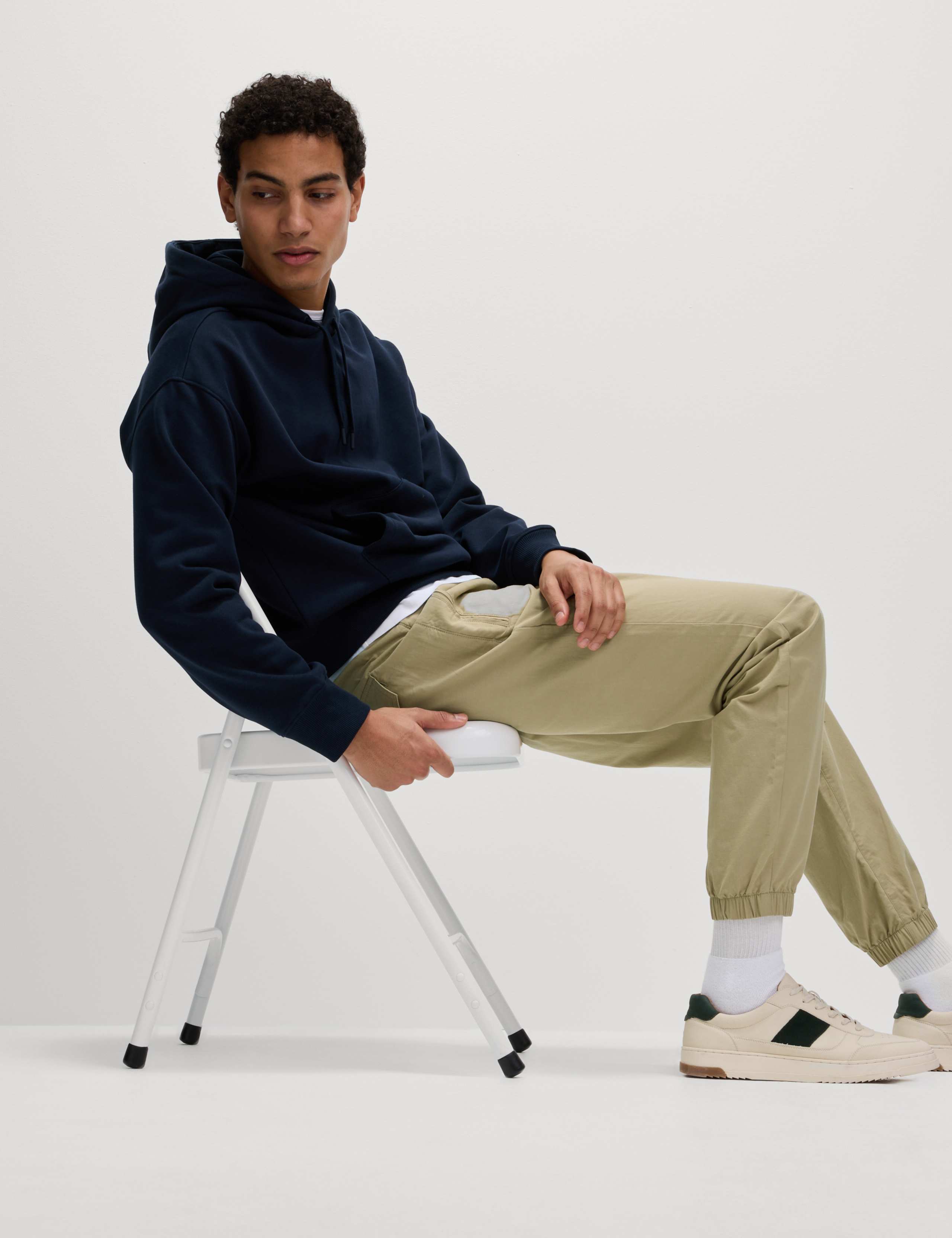 Slim Fit Textured Cuffed Trousers 1 of 5