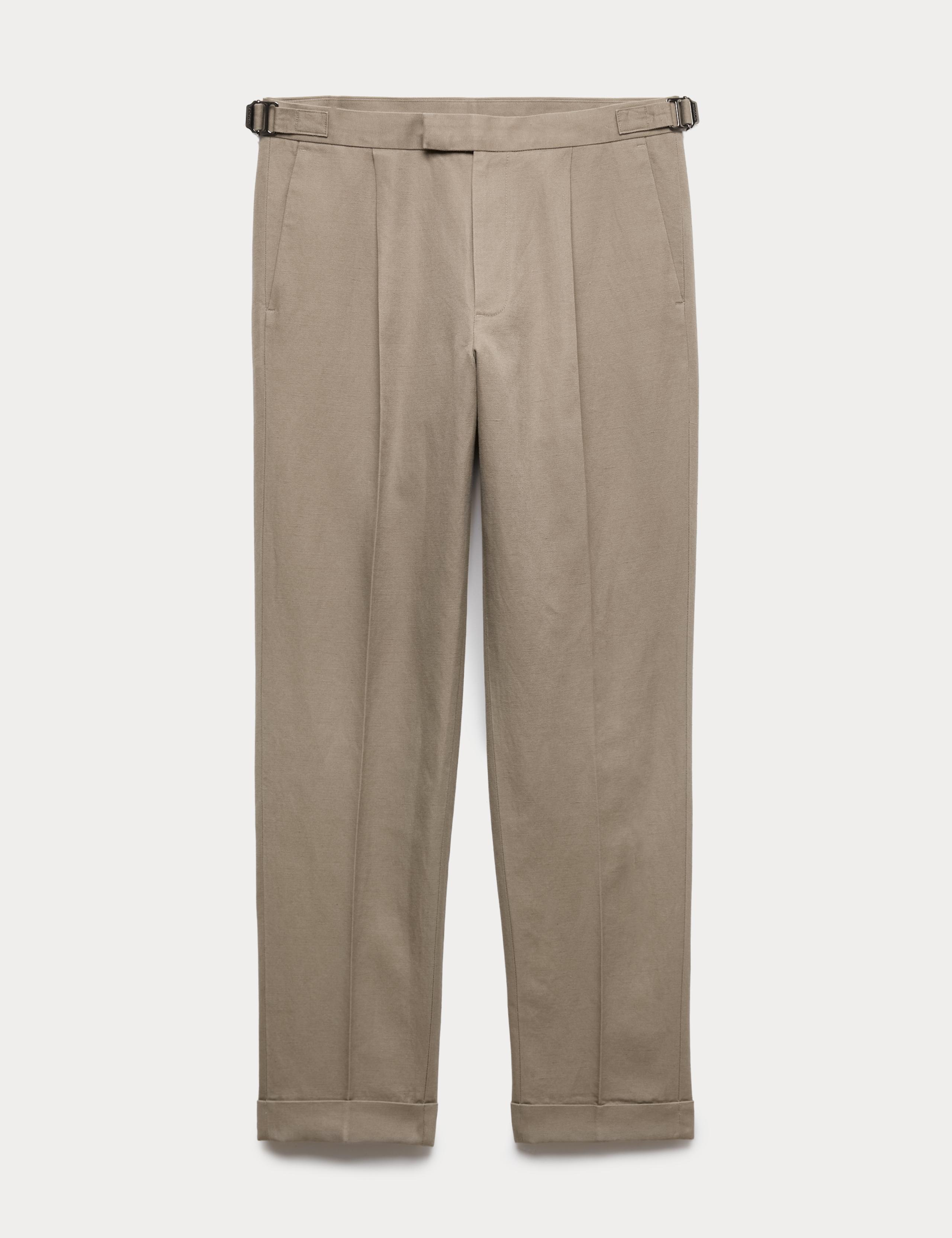 Tapered Fit Cotton Linen Blend Trousers 1 of 1