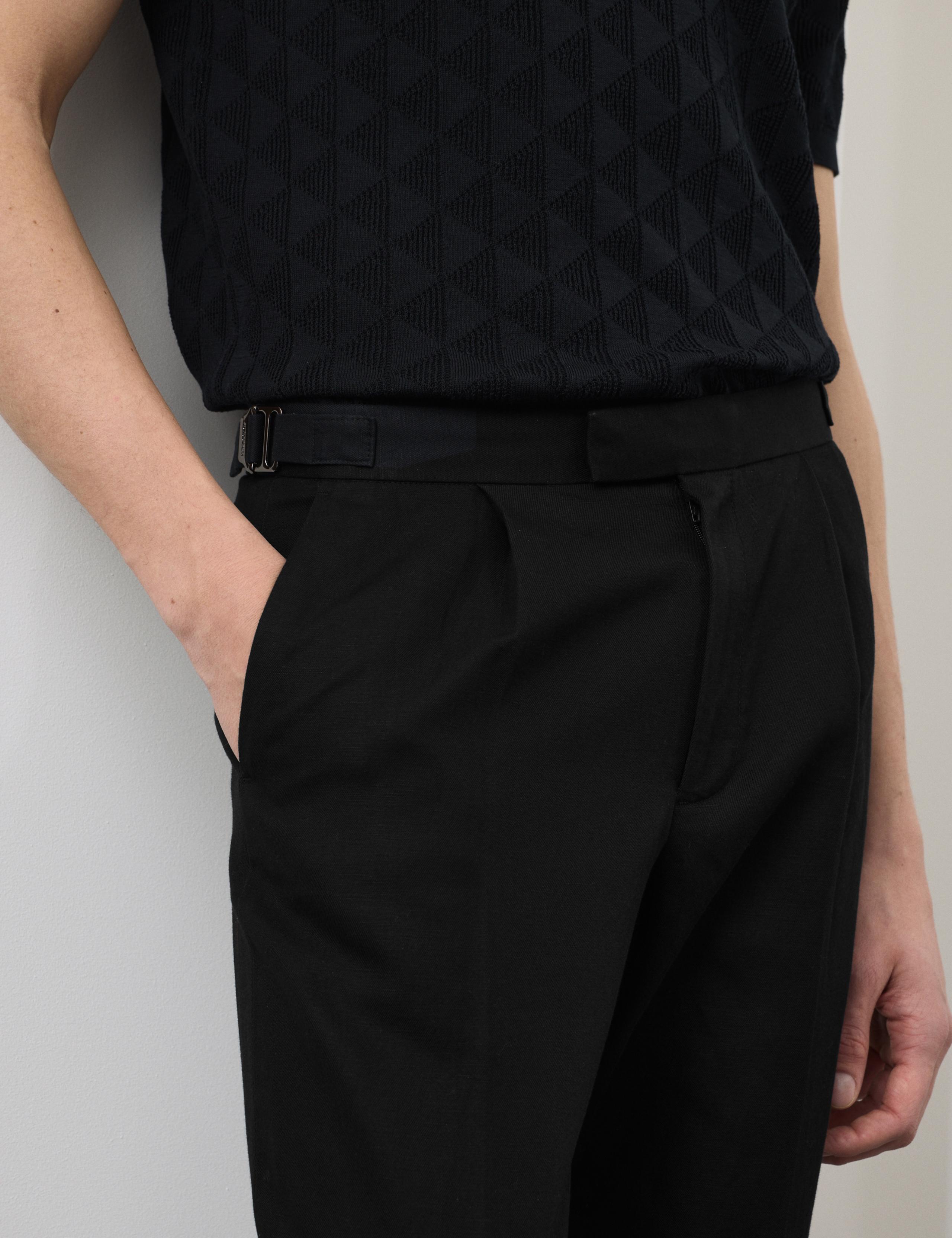 Tapered Fit Cotton Linen Blend Trousers 3 of 6