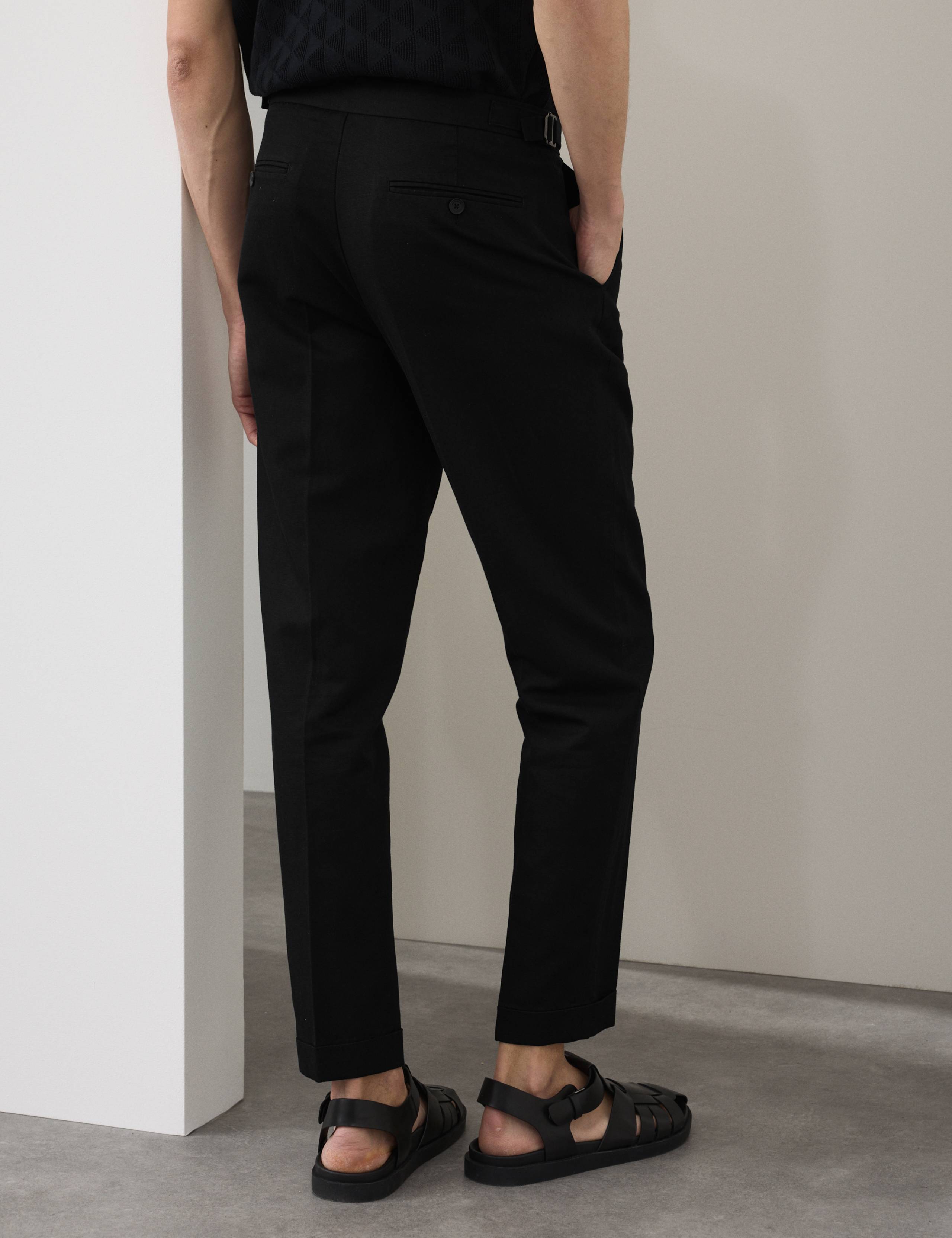 Tapered Fit Cotton Linen Blend Trousers 4 of 6