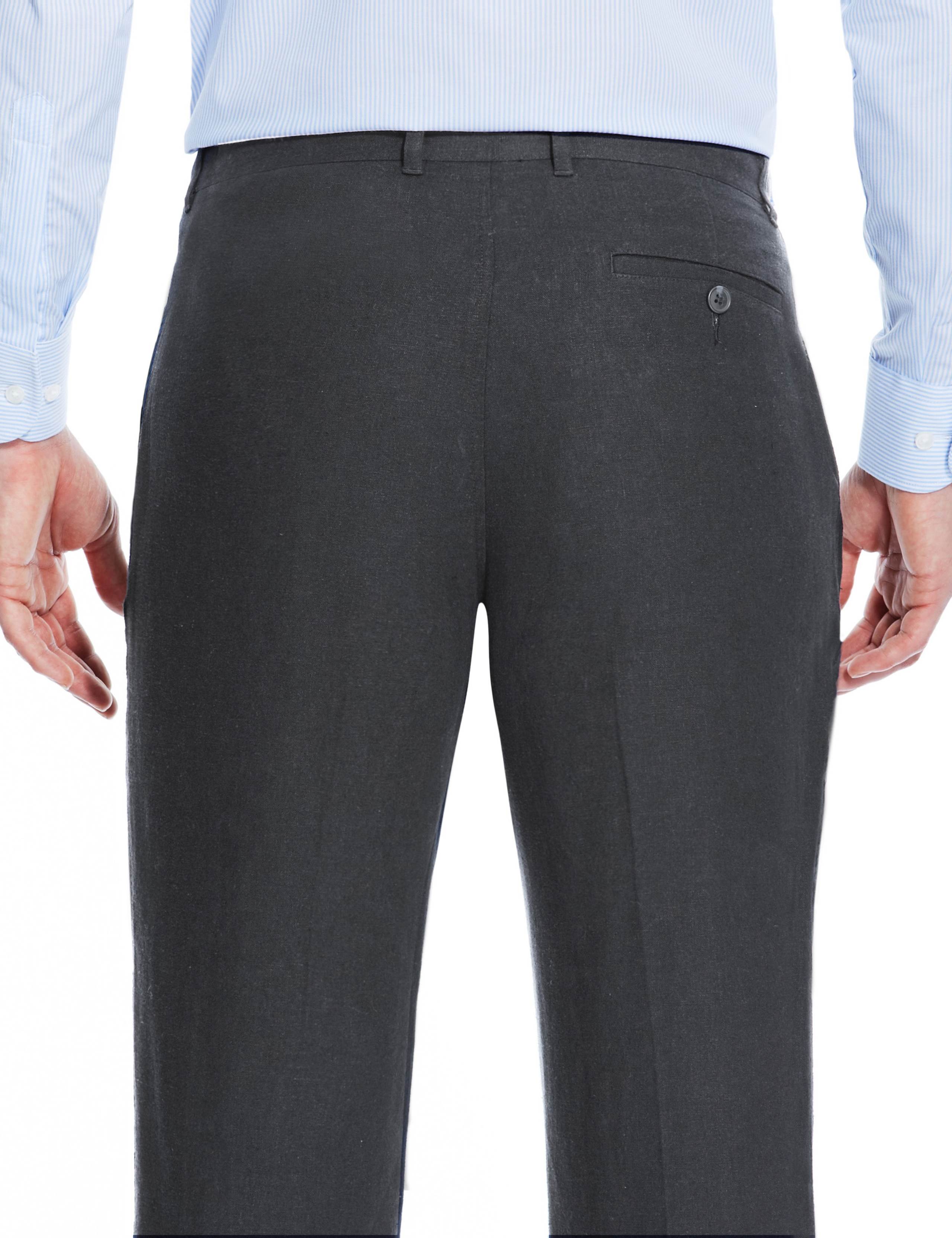 Big & Tall Linen Blend Flat Front Trousers 4 of 4