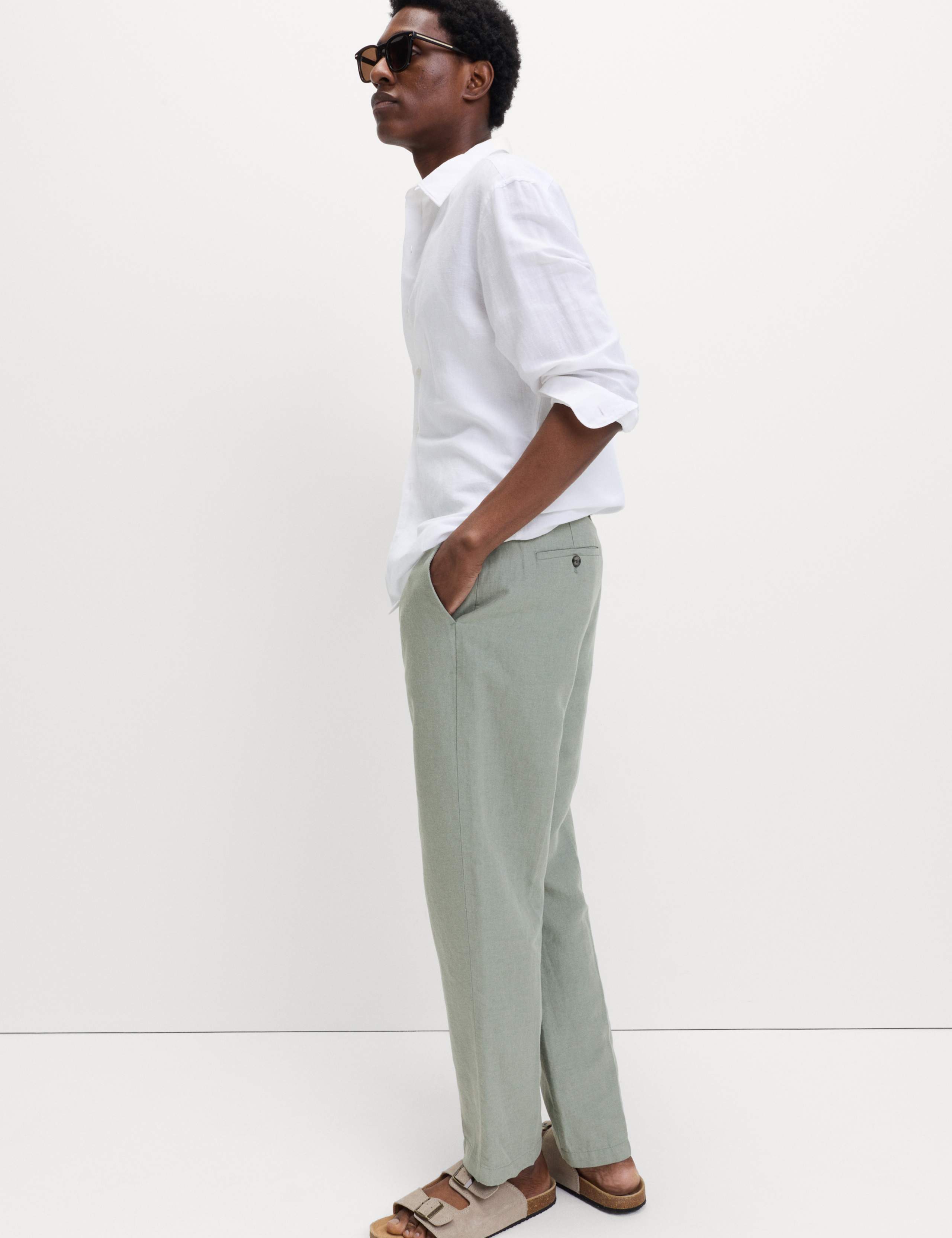 Regular Fit Linen Blend Chinos 4 of 6