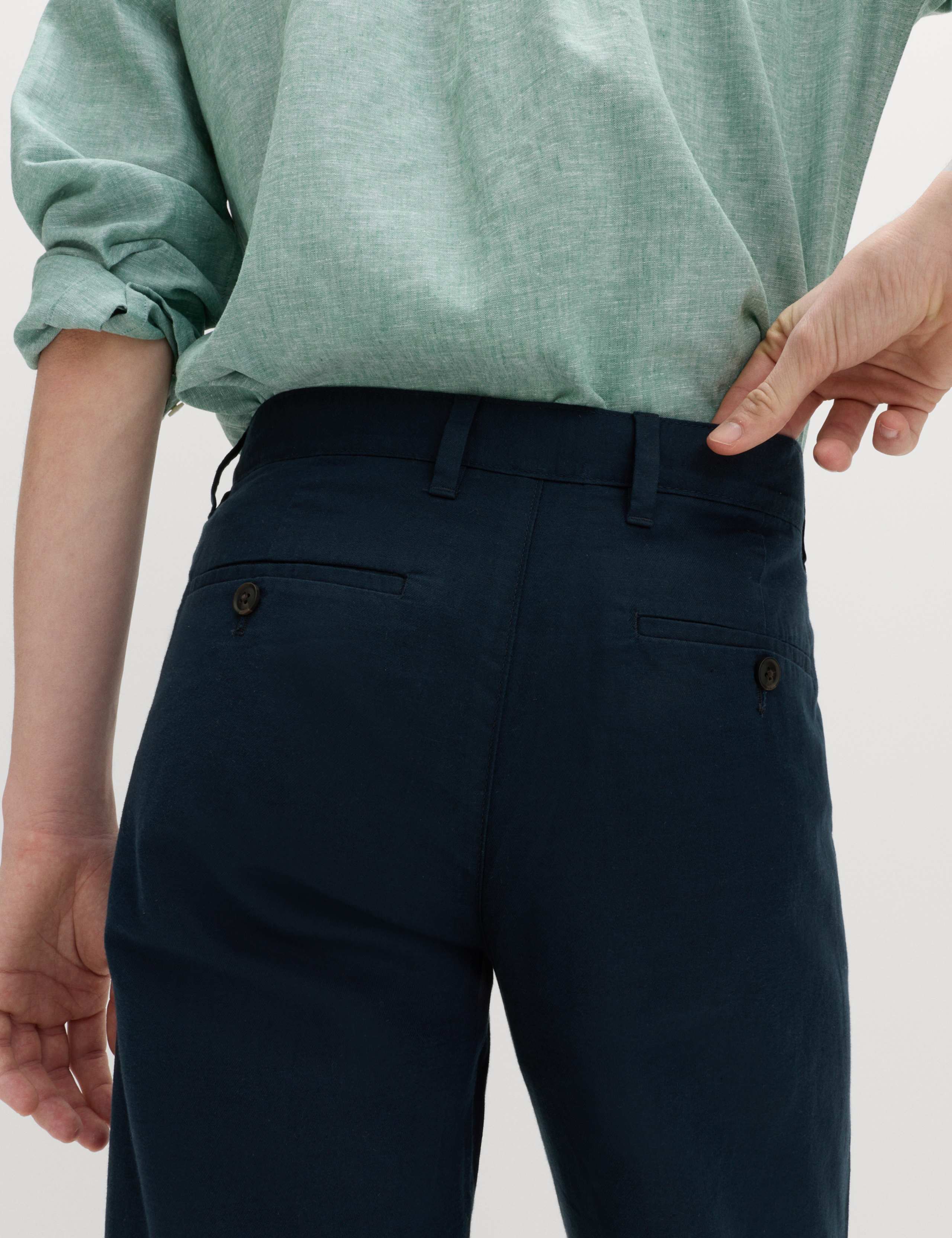 Regular Fit Linen Blend Chinos 3 of 6