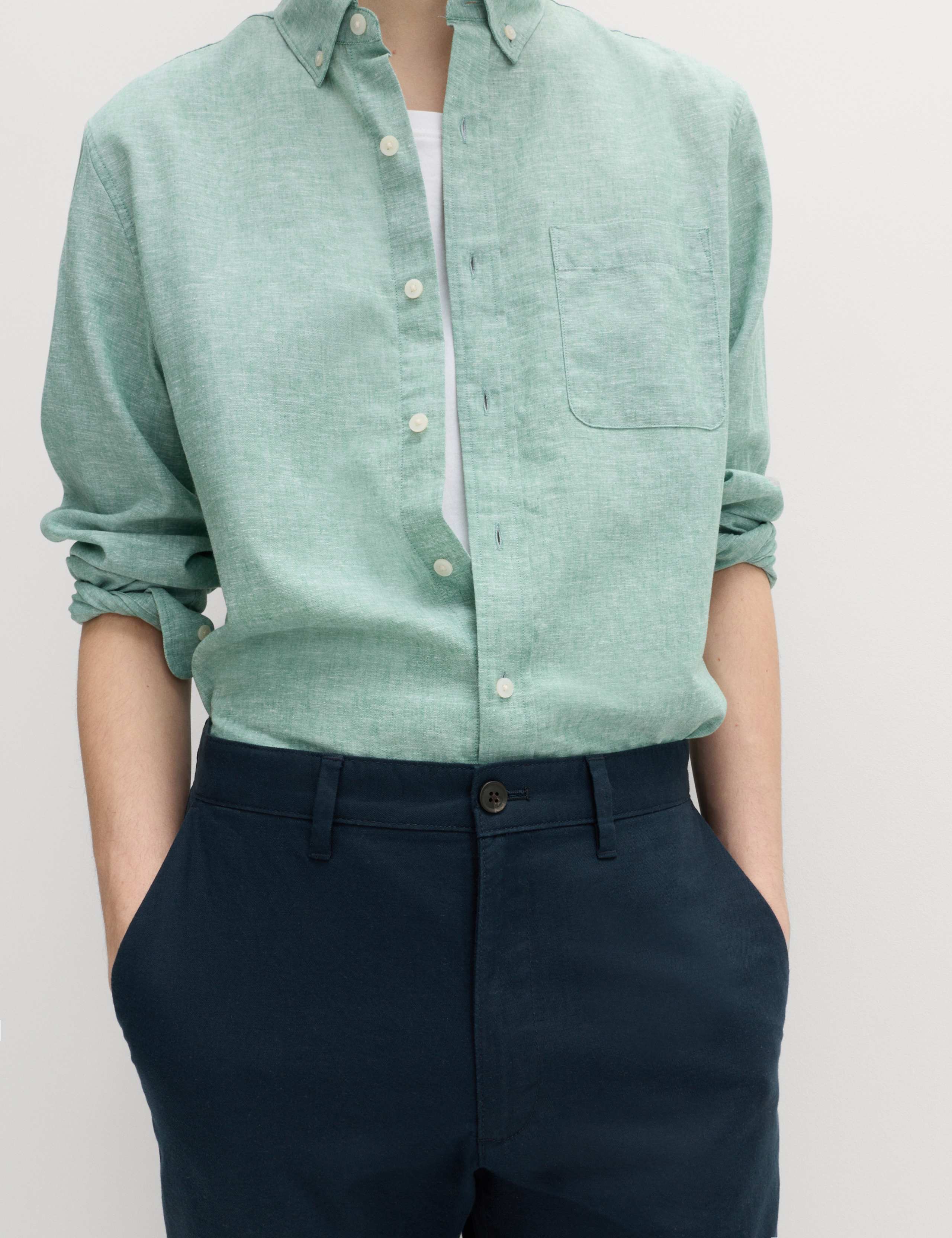 Regular Fit Linen Blend Chinos 4 of 6