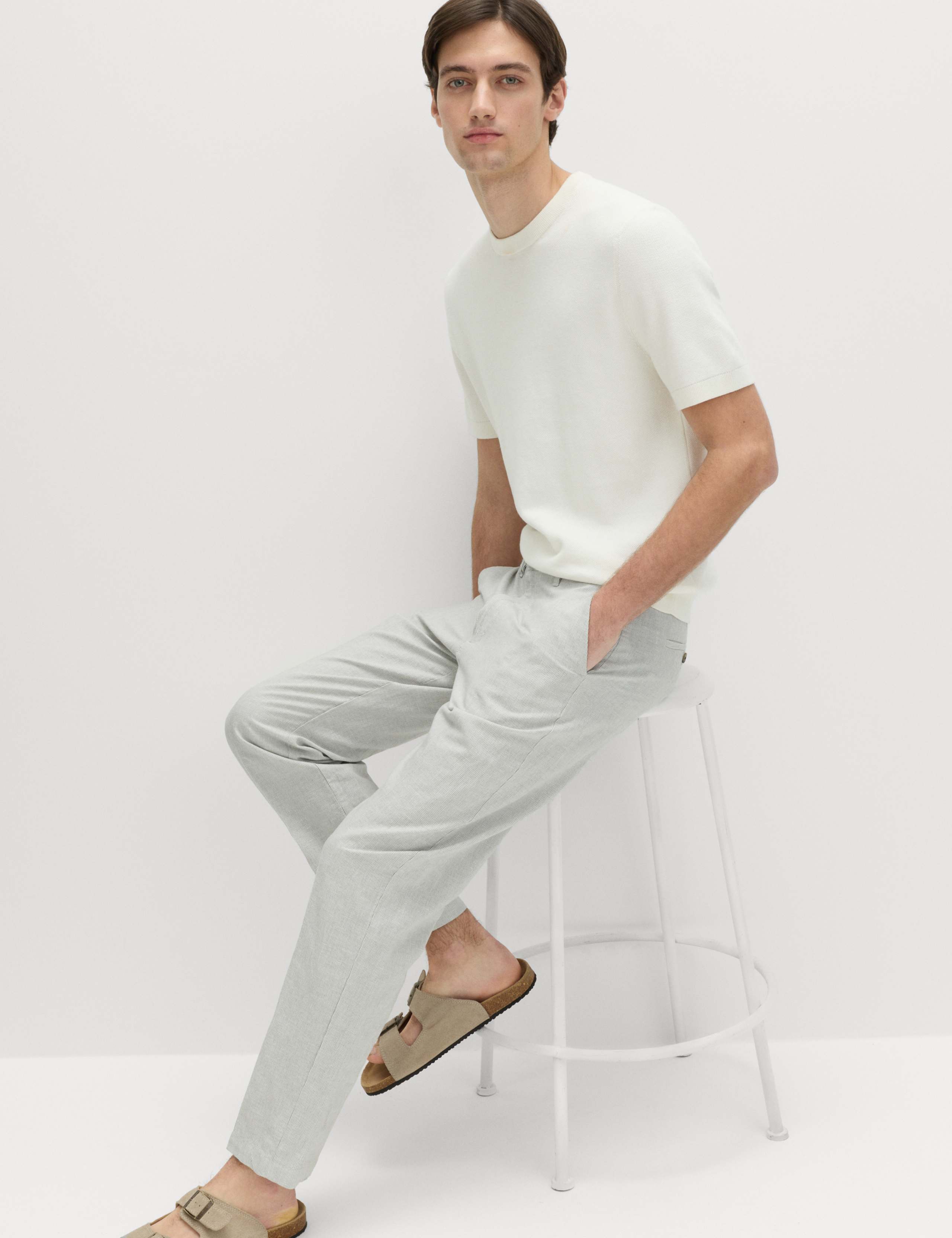 Regular Fit Linen Blend Chinos 6 of 6