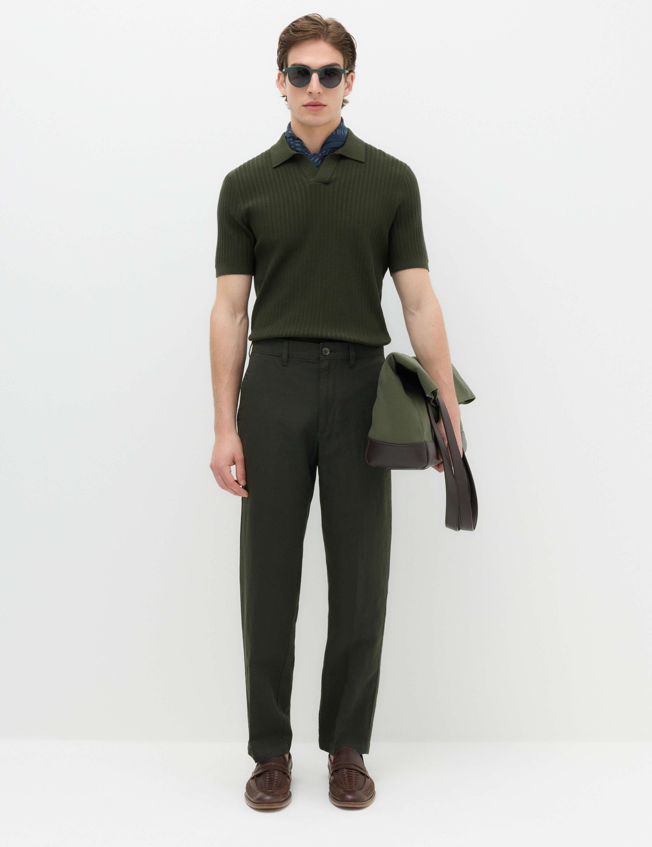 Regular Fit Linen Blend Chinos 1 of 7