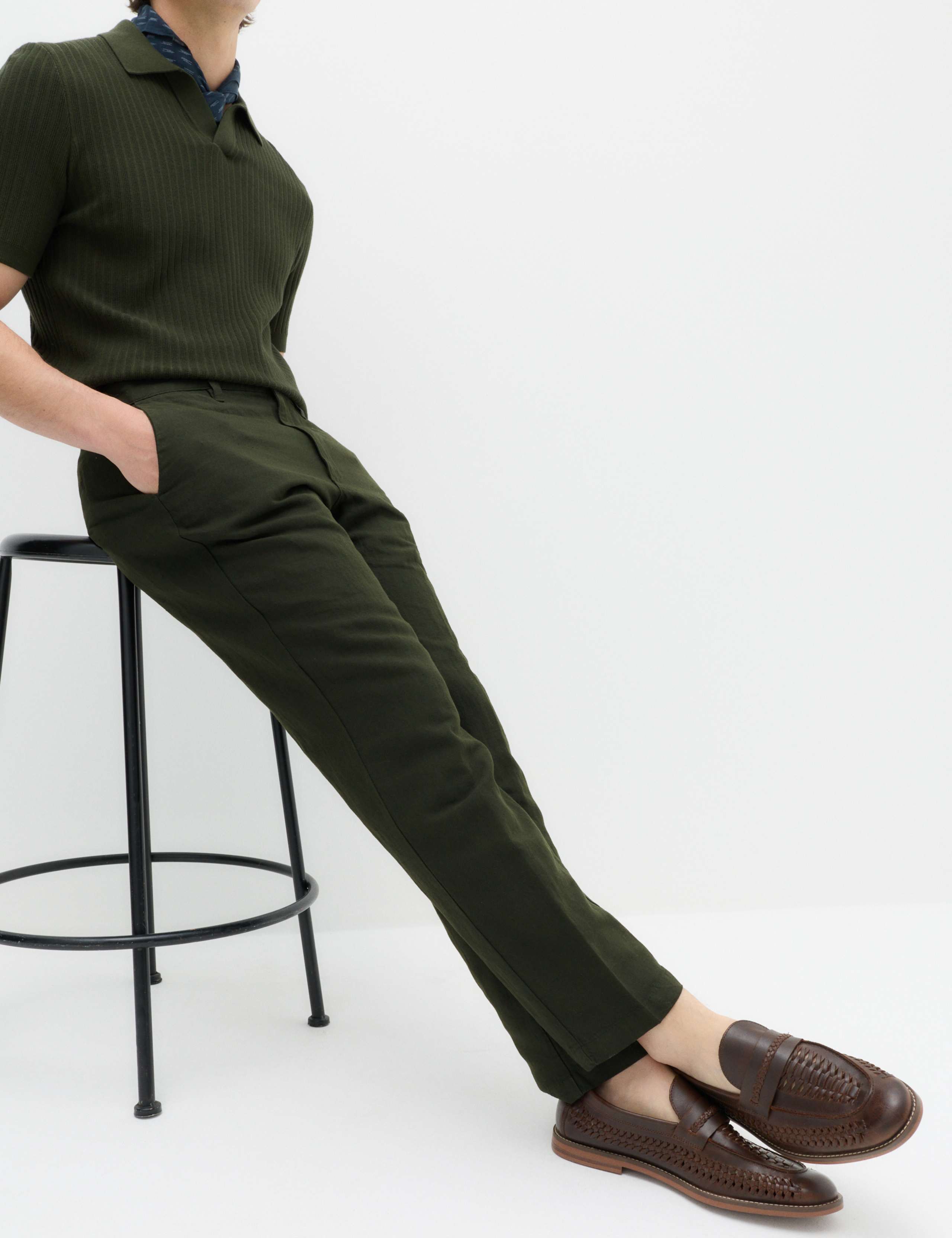 Regular Fit Linen Blend Chinos 6 of 7