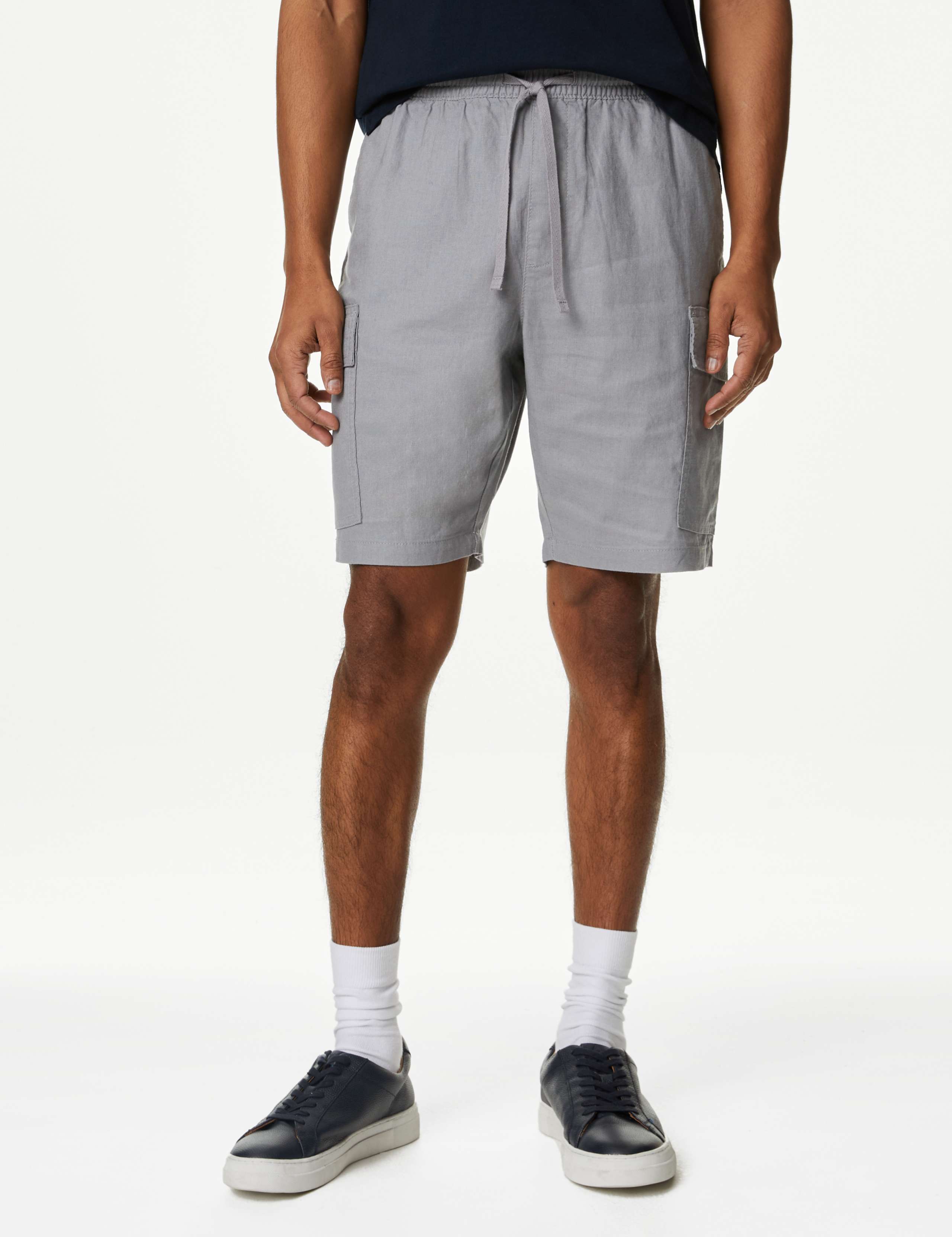 Linen Blend Elasticated Waist Utility Shorts' 1 of 5