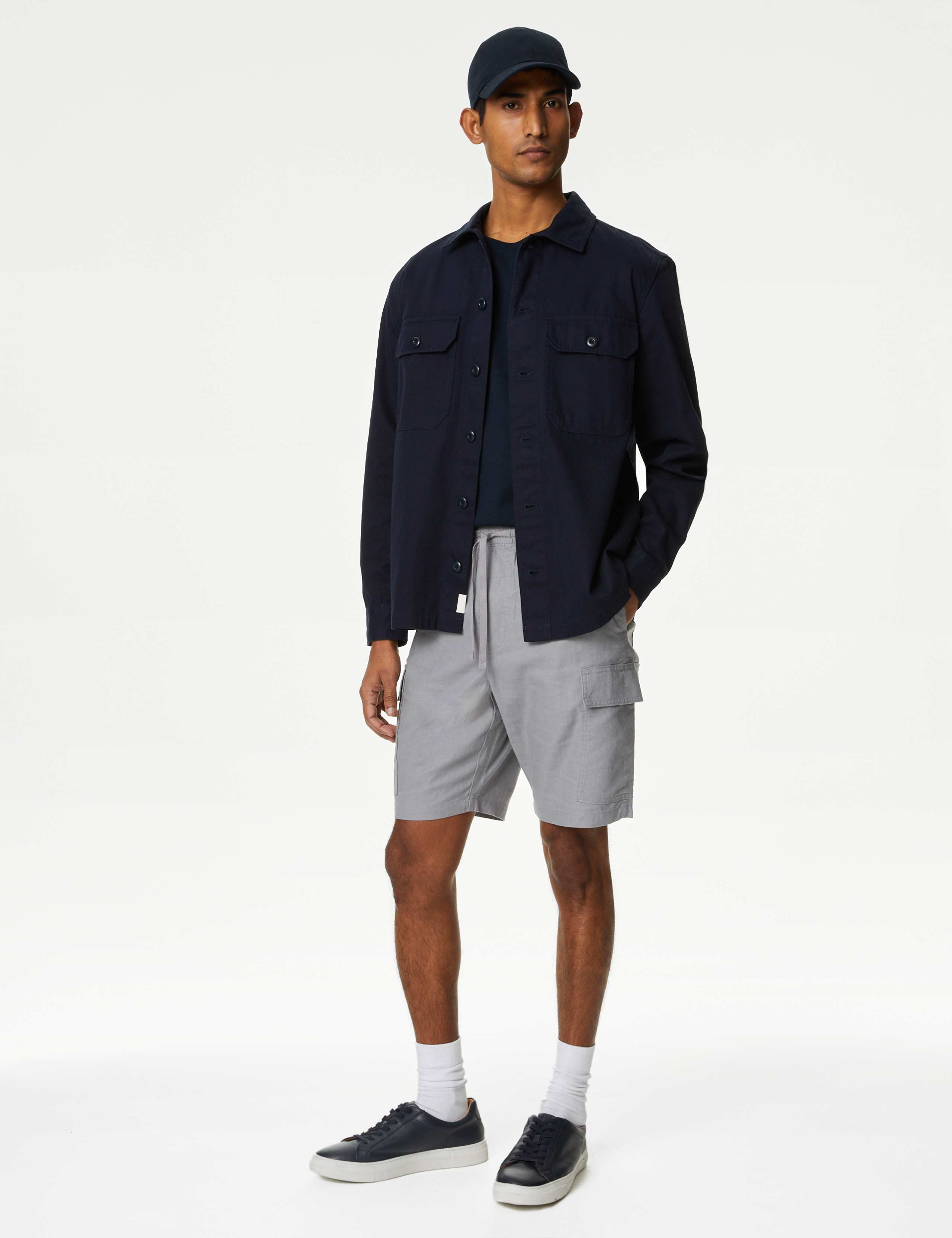 Linen Blend Elasticated Waist Utility Shorts' 3 of 5
