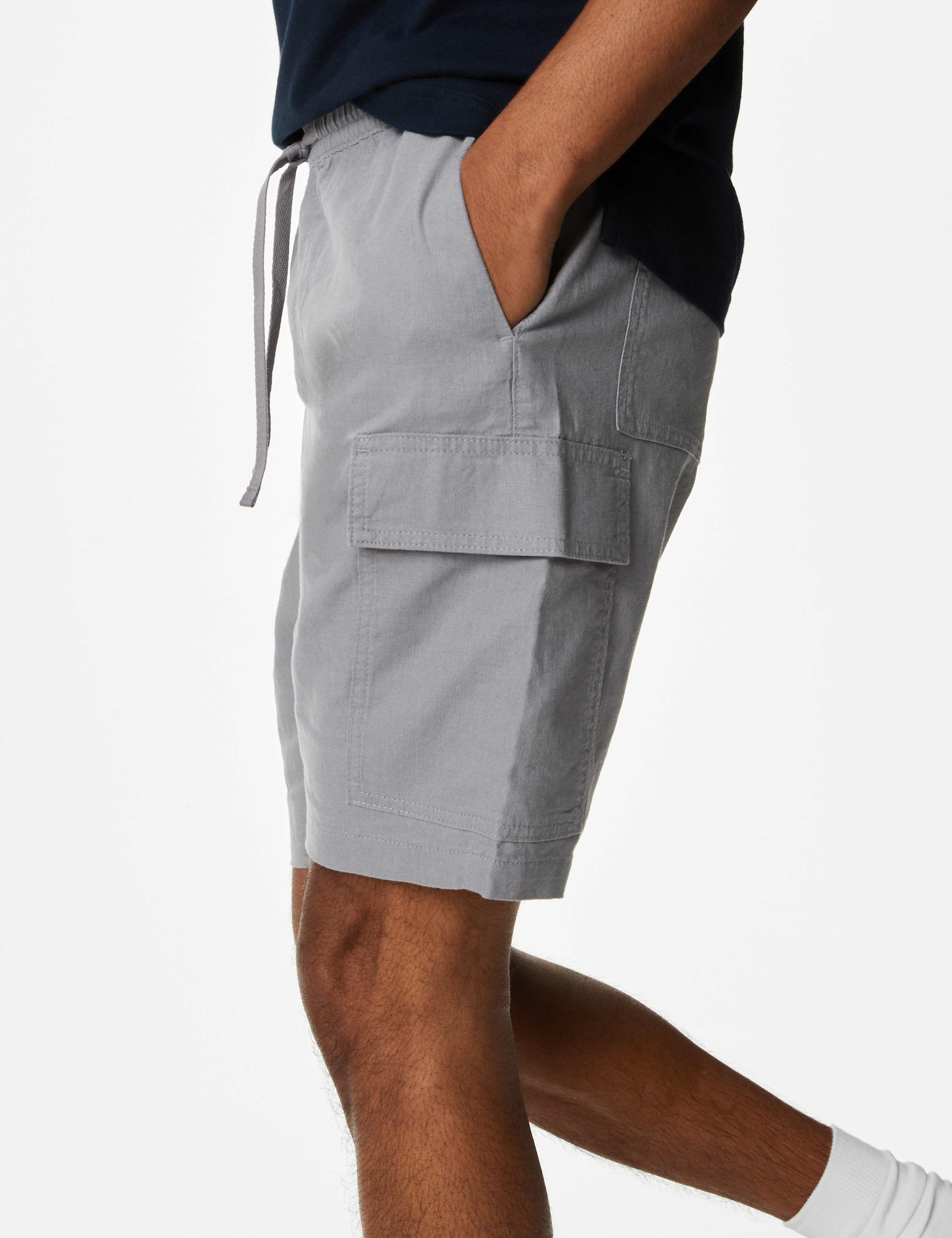 Linen Blend Elasticated Waist Utility Shorts' 4 of 5