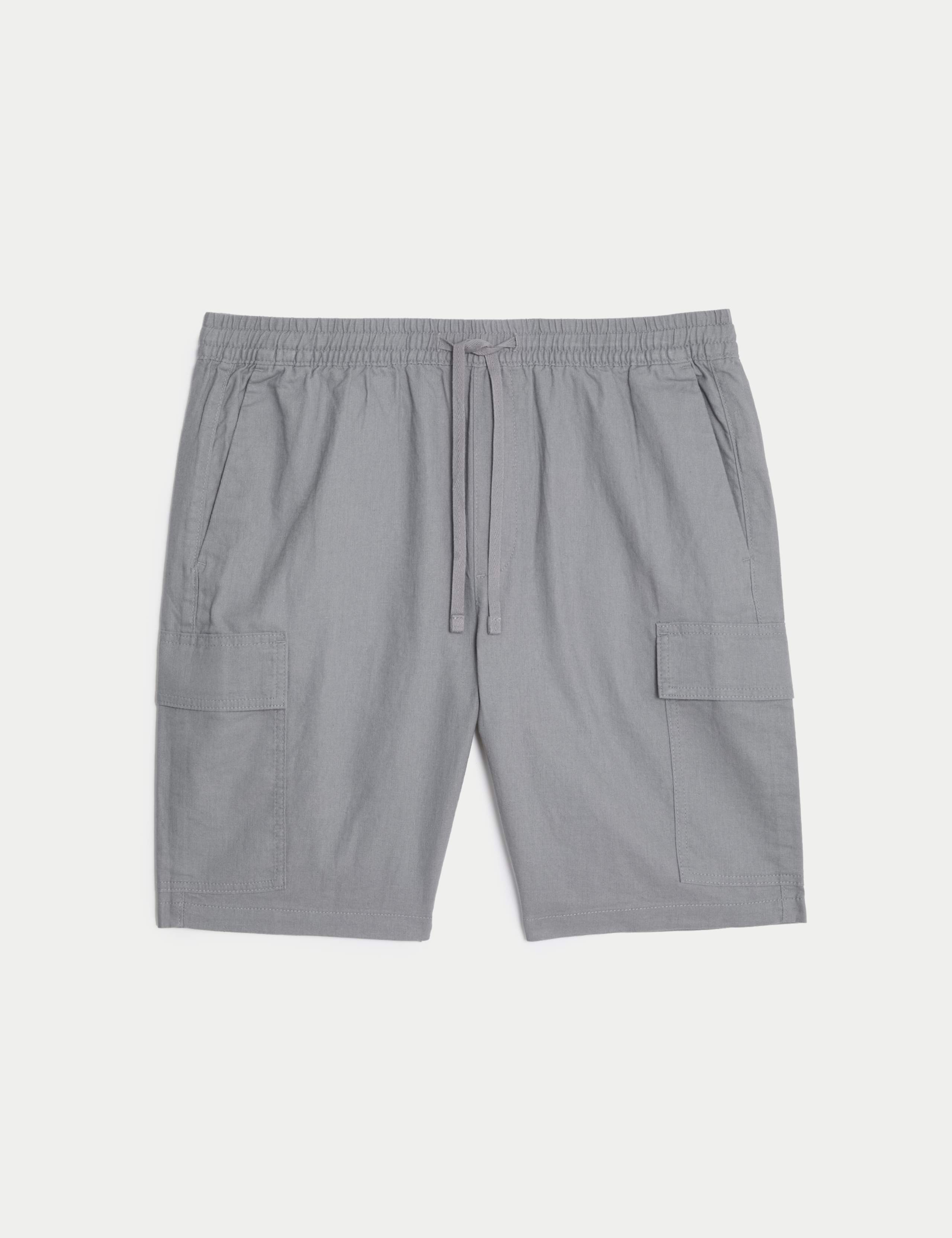 Linen Blend Elasticated Waist Utility Shorts' 2 of 5