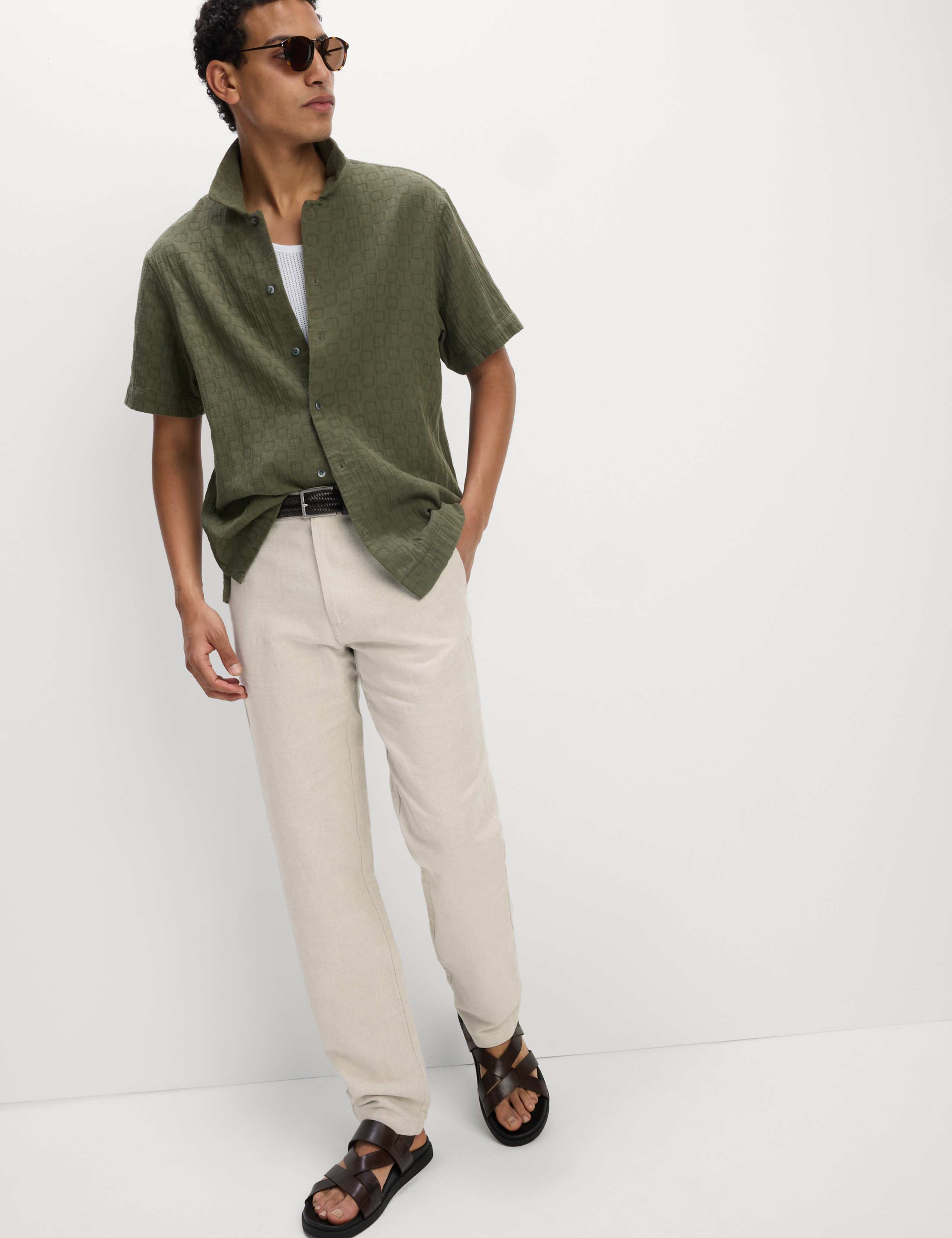 2pk Regular Fit Cotton Linen Blend Chinos 2 of 5