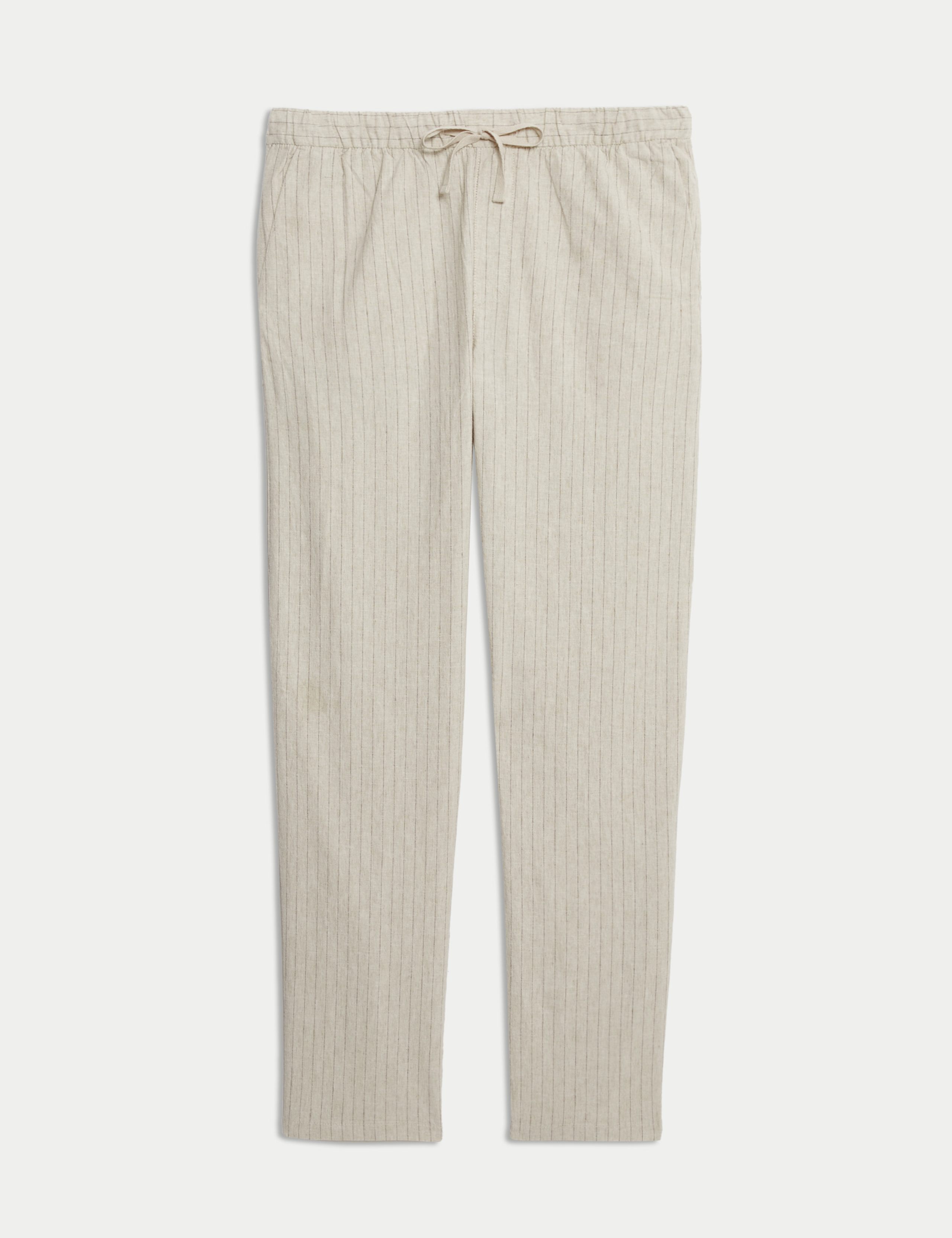 Loose Fit Cotton Linen Blend Elasticated Trousers 2 of 6