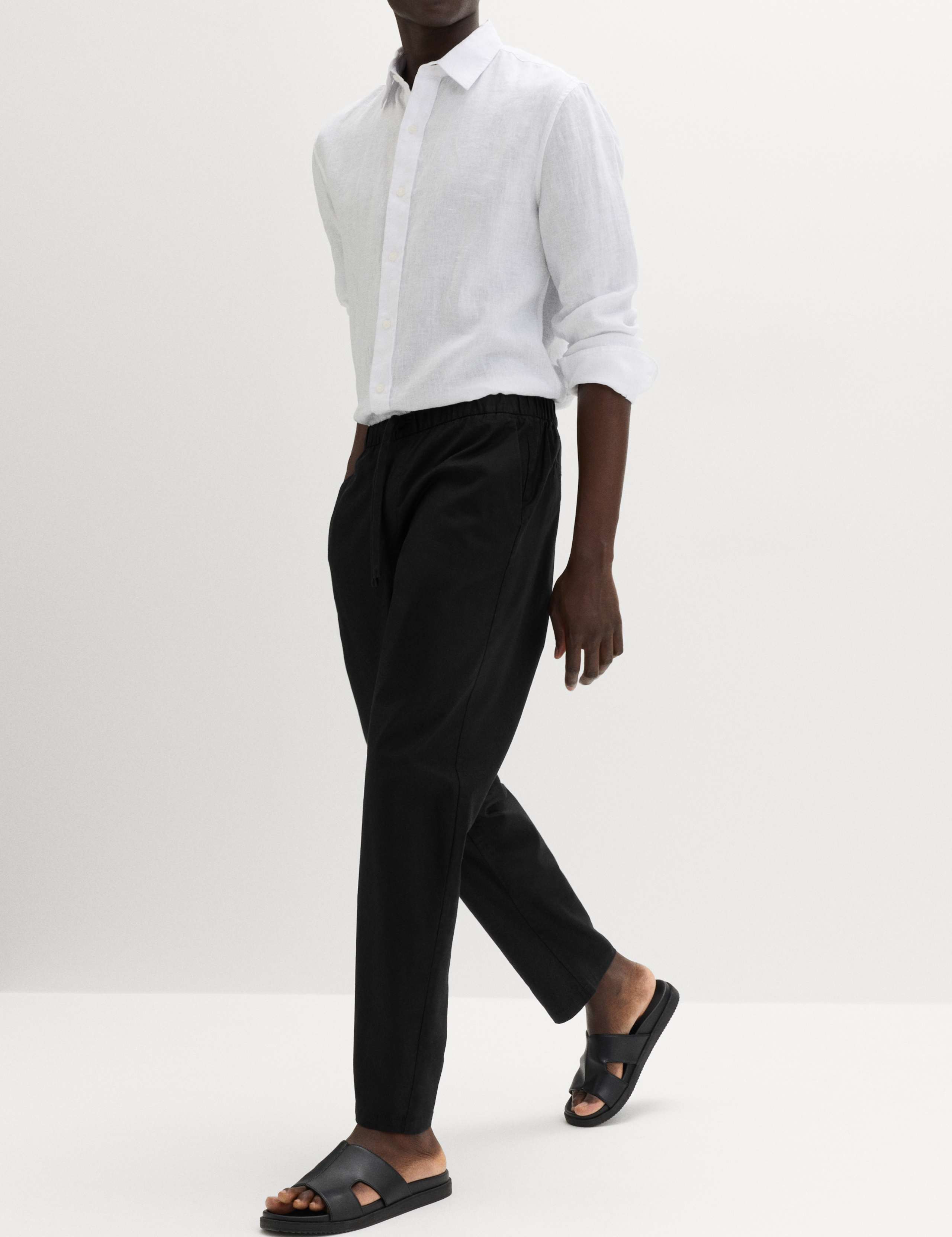 Loose Fit Linen Blend Elasticated Waist Trousers 4 of 6