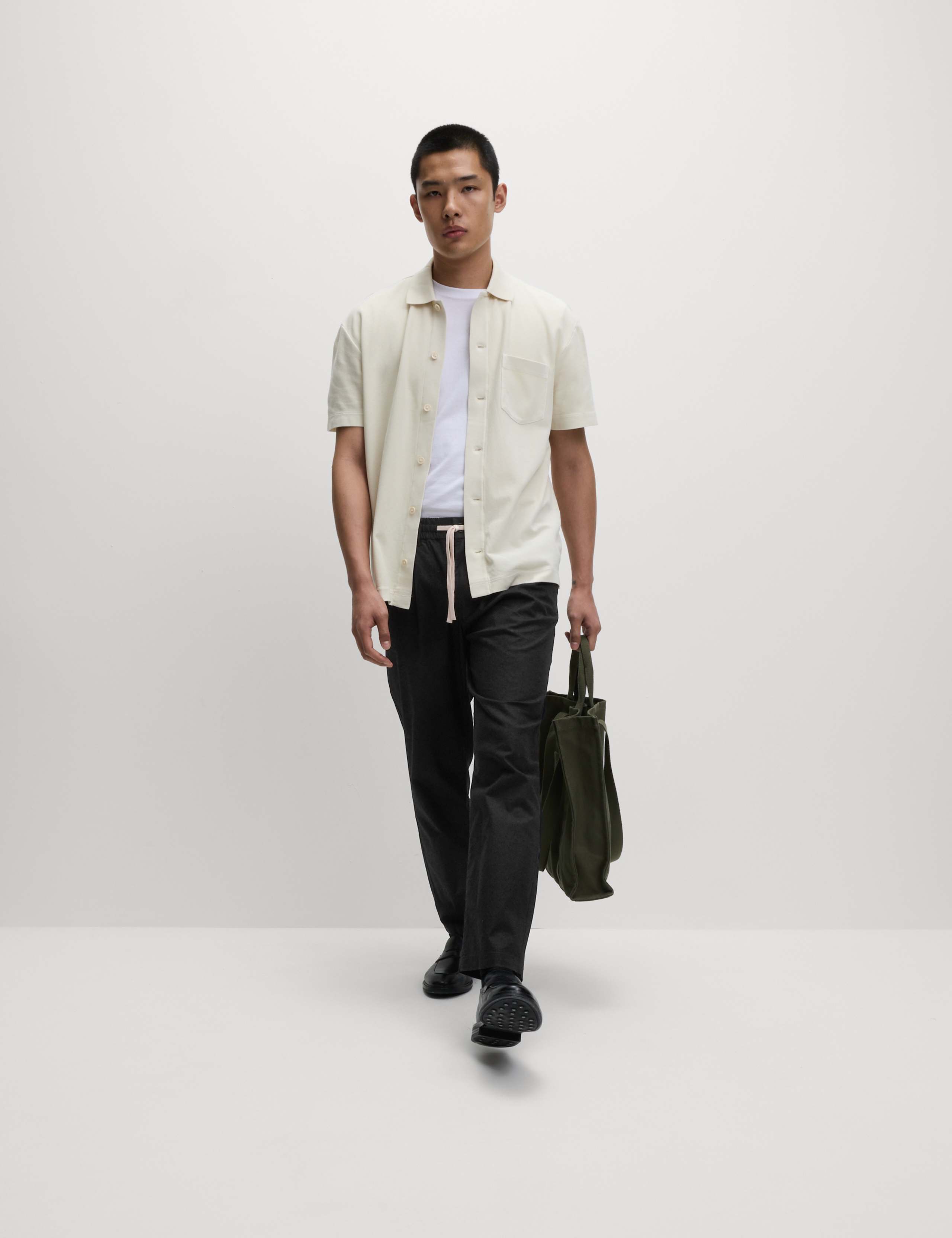 Tapered Fit Cotton Linen Blend Elasticated Trousers 3 of 5