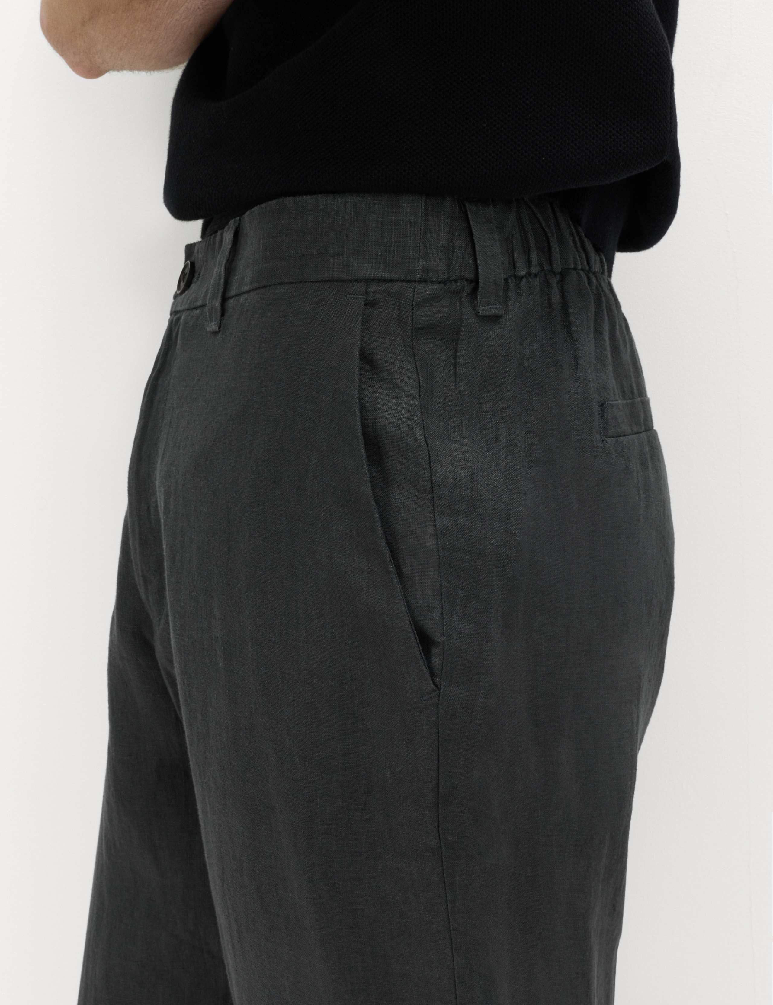 Pure Linen Half- Elasticated Waist Trousers 4 of 7