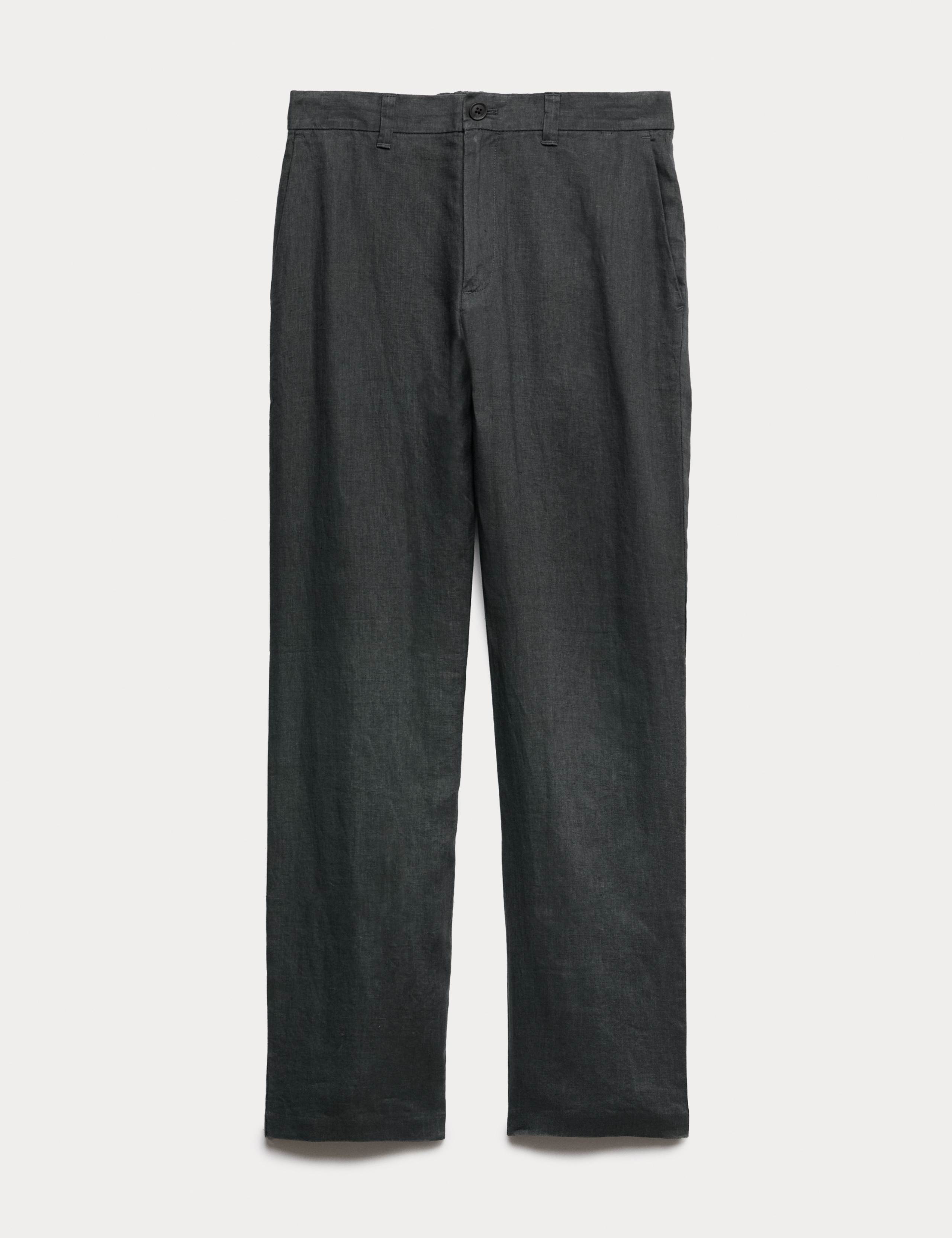 Pure Linen Half- Elasticated Waist Trousers 2 of 7