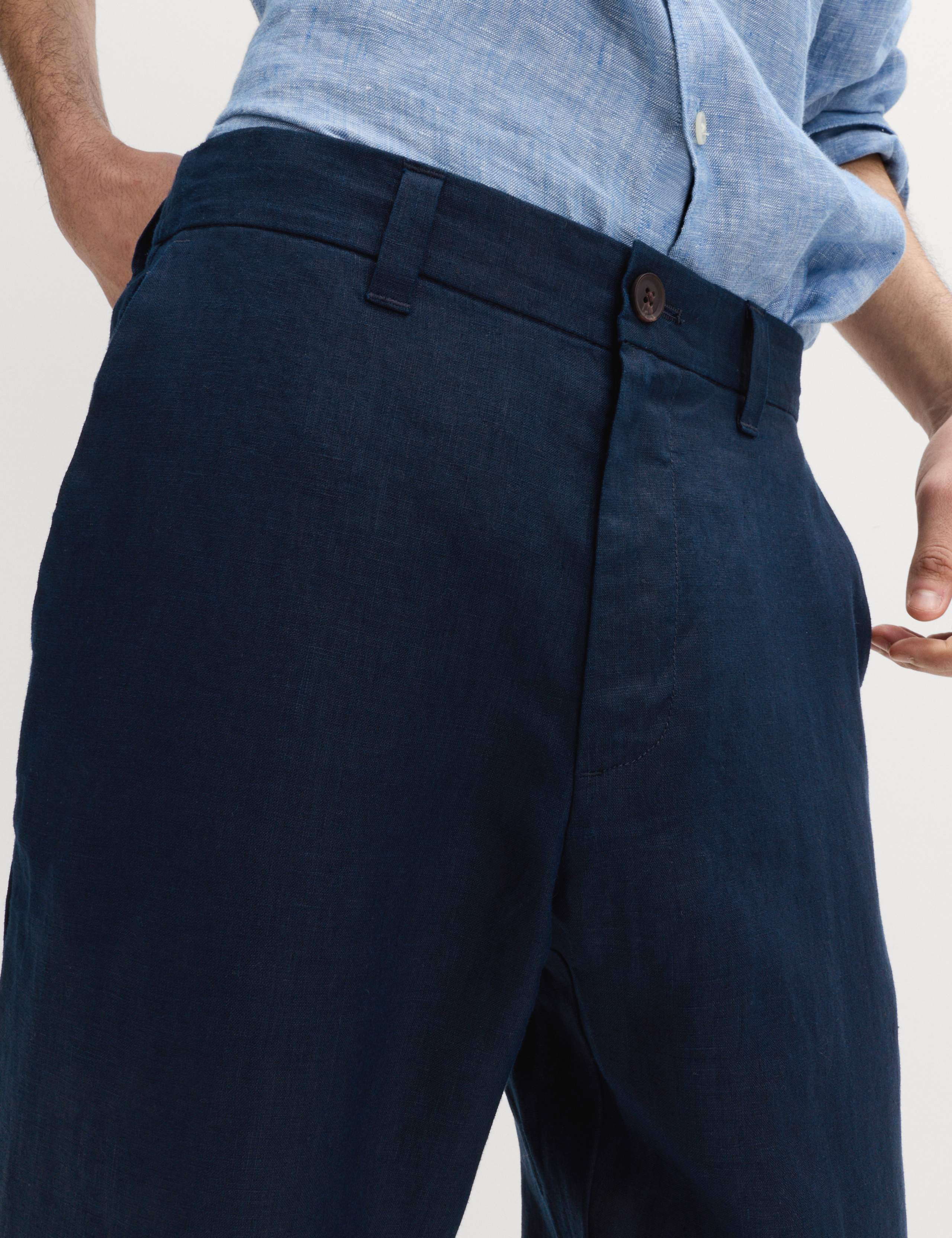 Pure Linen Half- Elasticated Waist Trousers 4 of 6