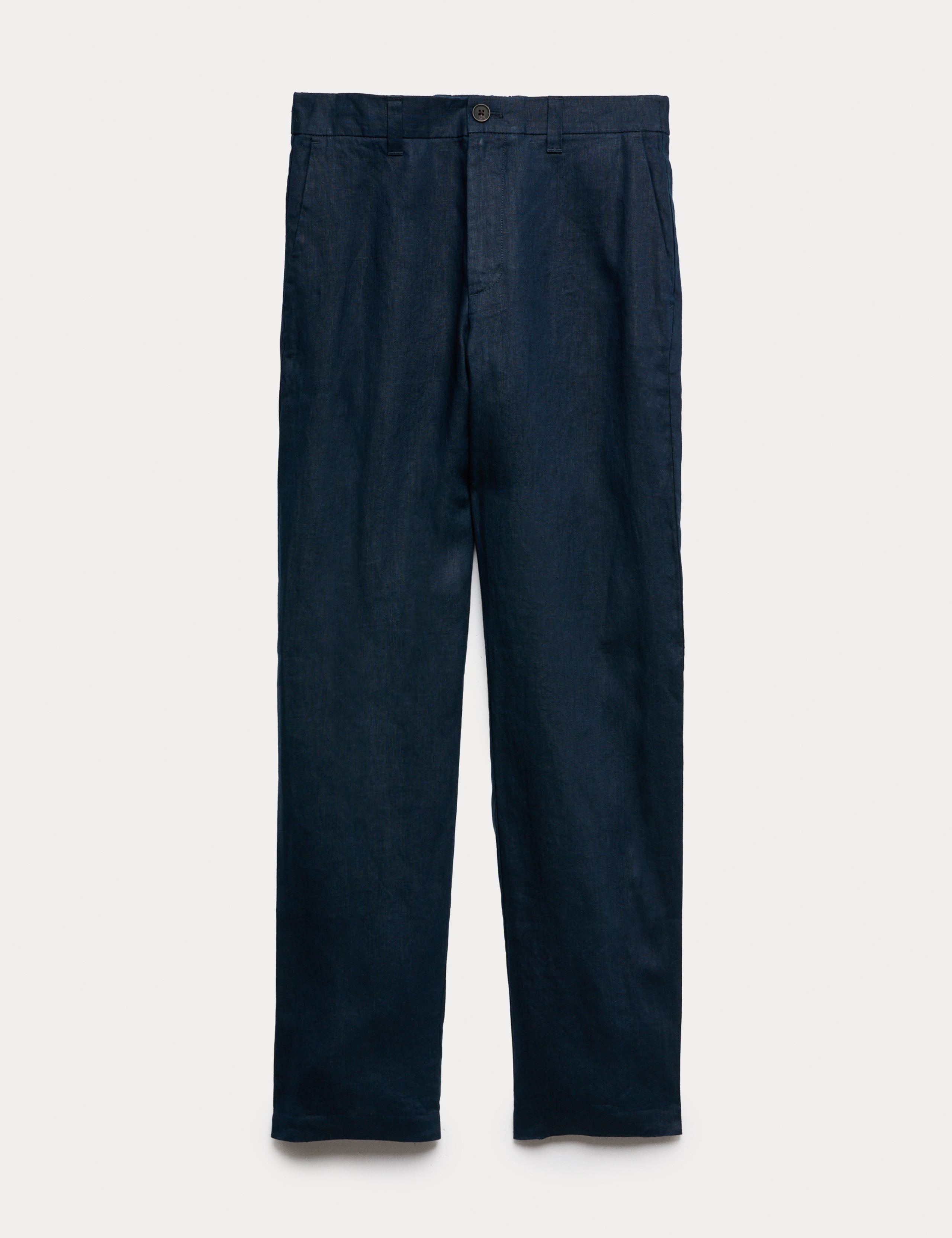 Pure Linen Half- Elasticated Waist Trousers 2 of 6