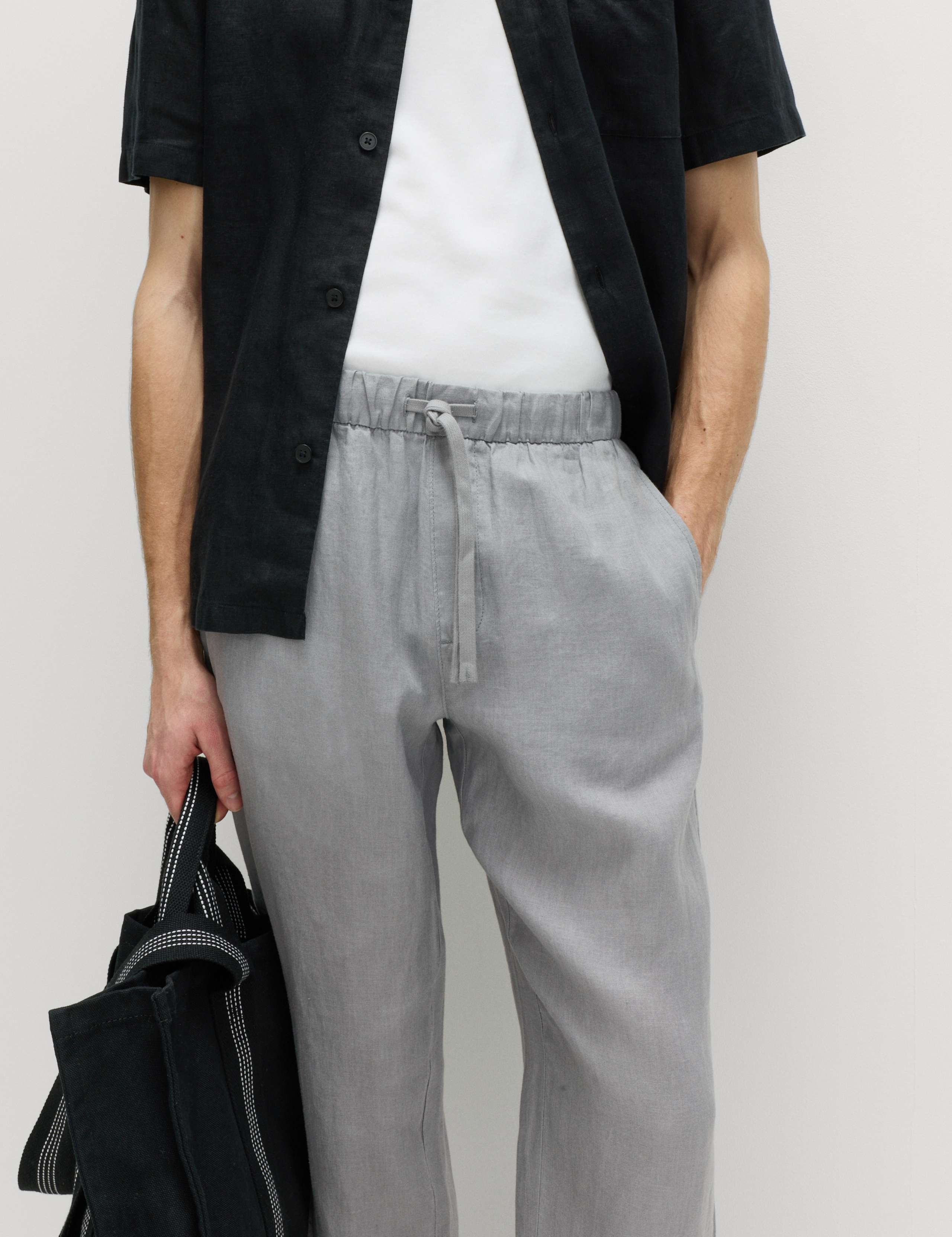 Loose Fit Pure Linen Elasticated Waist Trousers 3 of 6